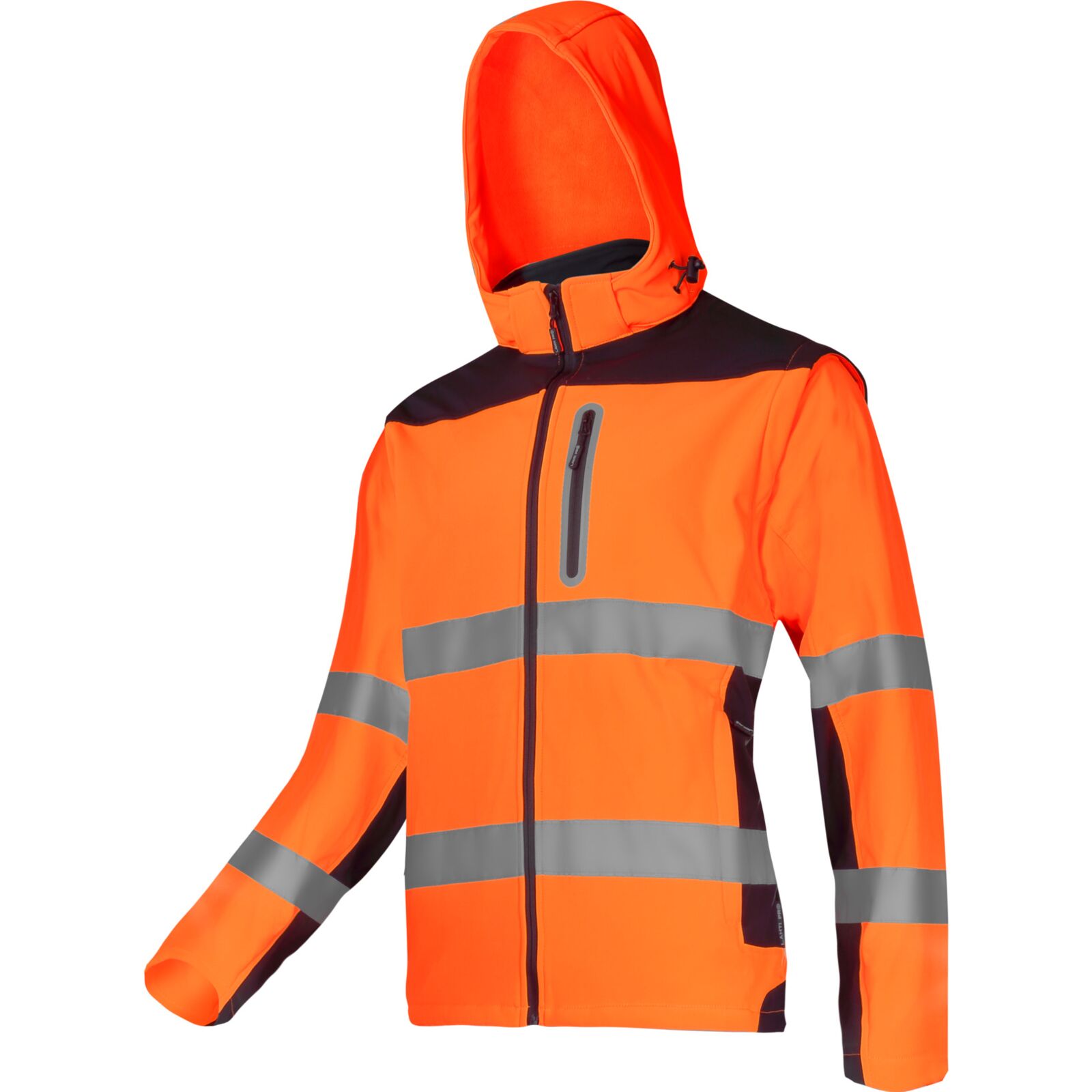 Varselsoftshelljacka orange, avtagbara ärmar