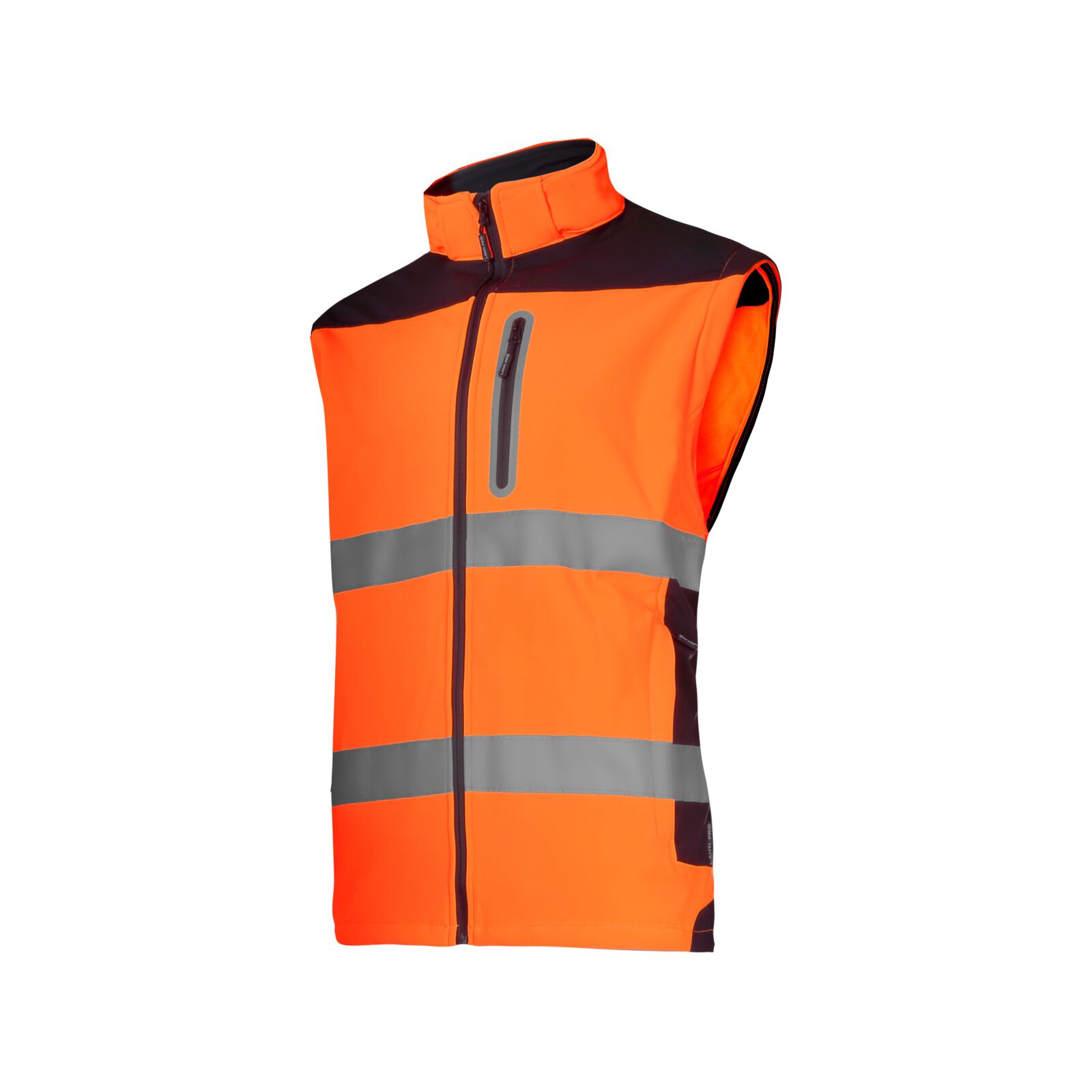 Varselsoftshelljacka orange, avtagbara ärmar