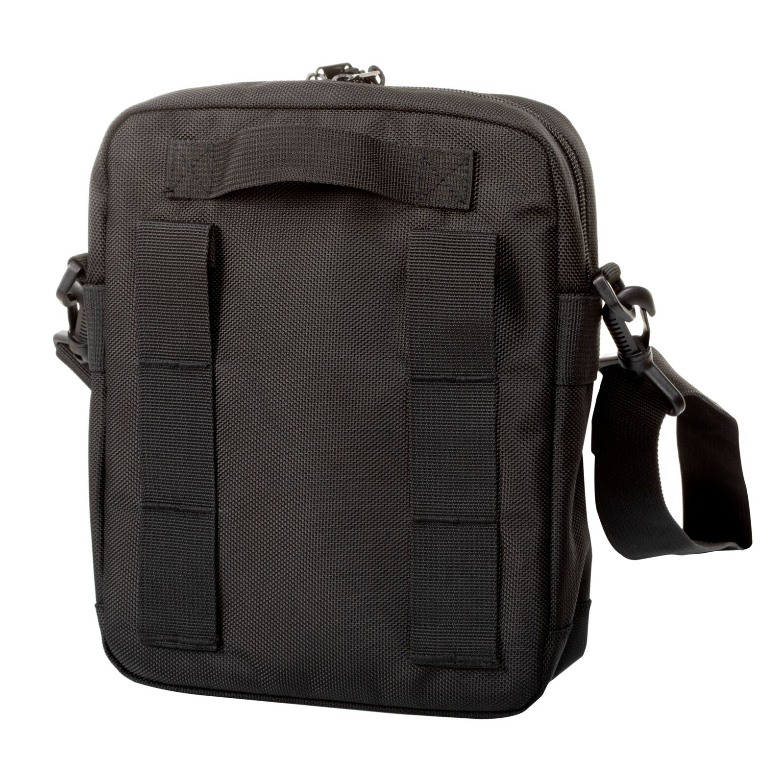 Shoulder bag and waist bag in black polyester
