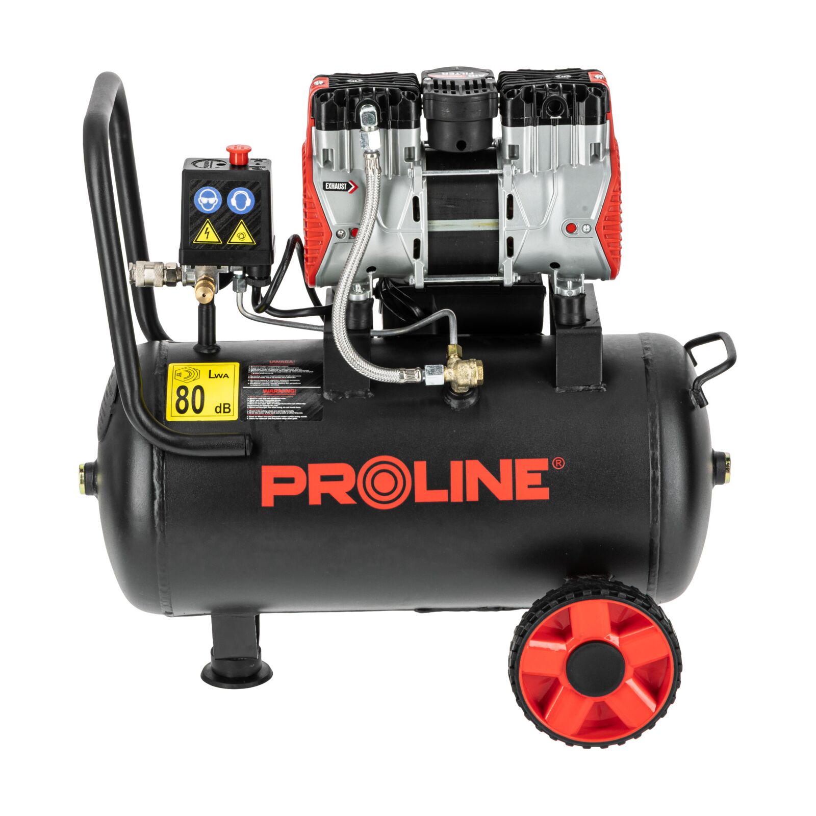 Olje-fri Kompressor 24L, 750W, 8BAR, 167L/MIN, Tyst Drift, Proline