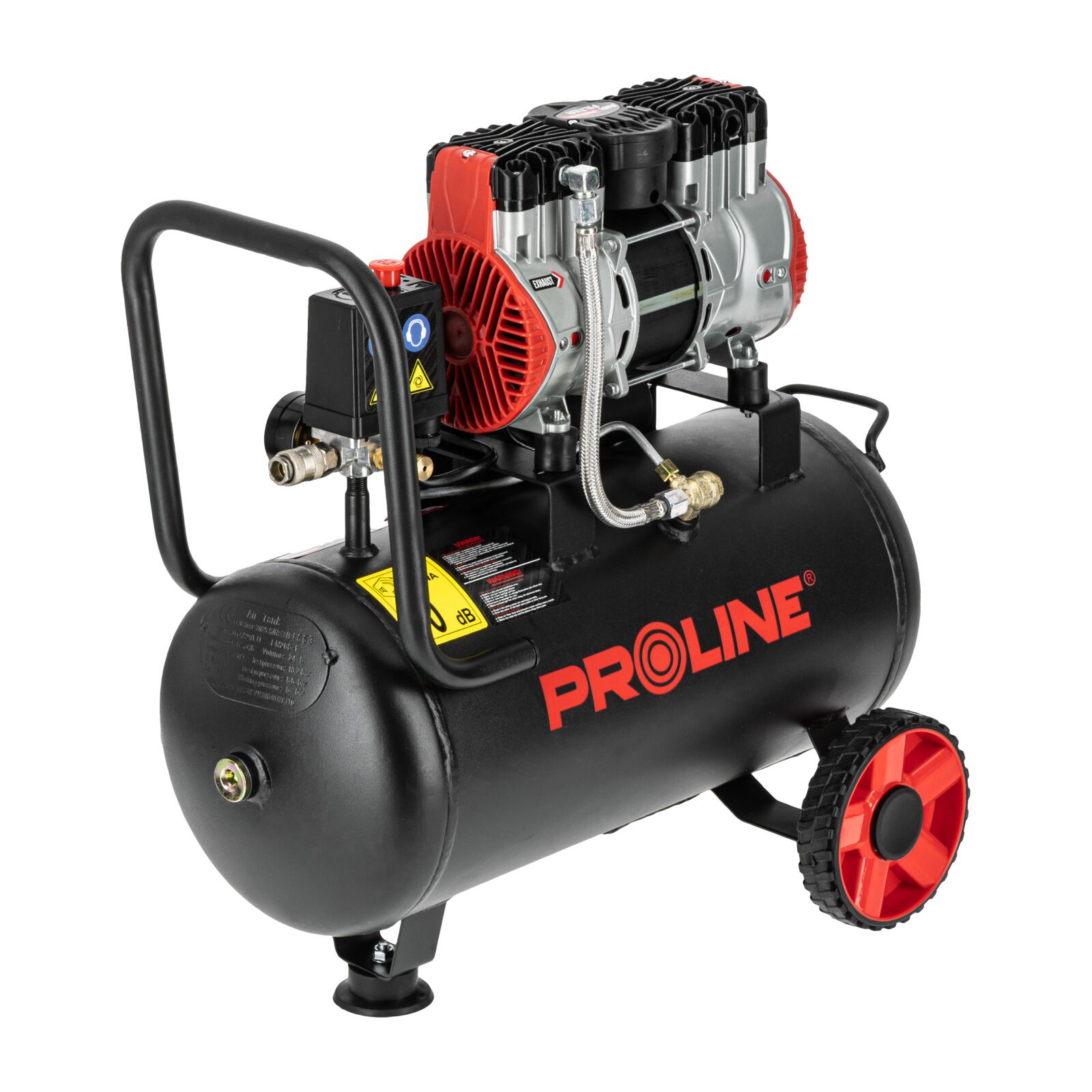 Olje-fri Kompressor 24L, 750W, 8BAR, 167L/MIN, Tyst Drift, Proline