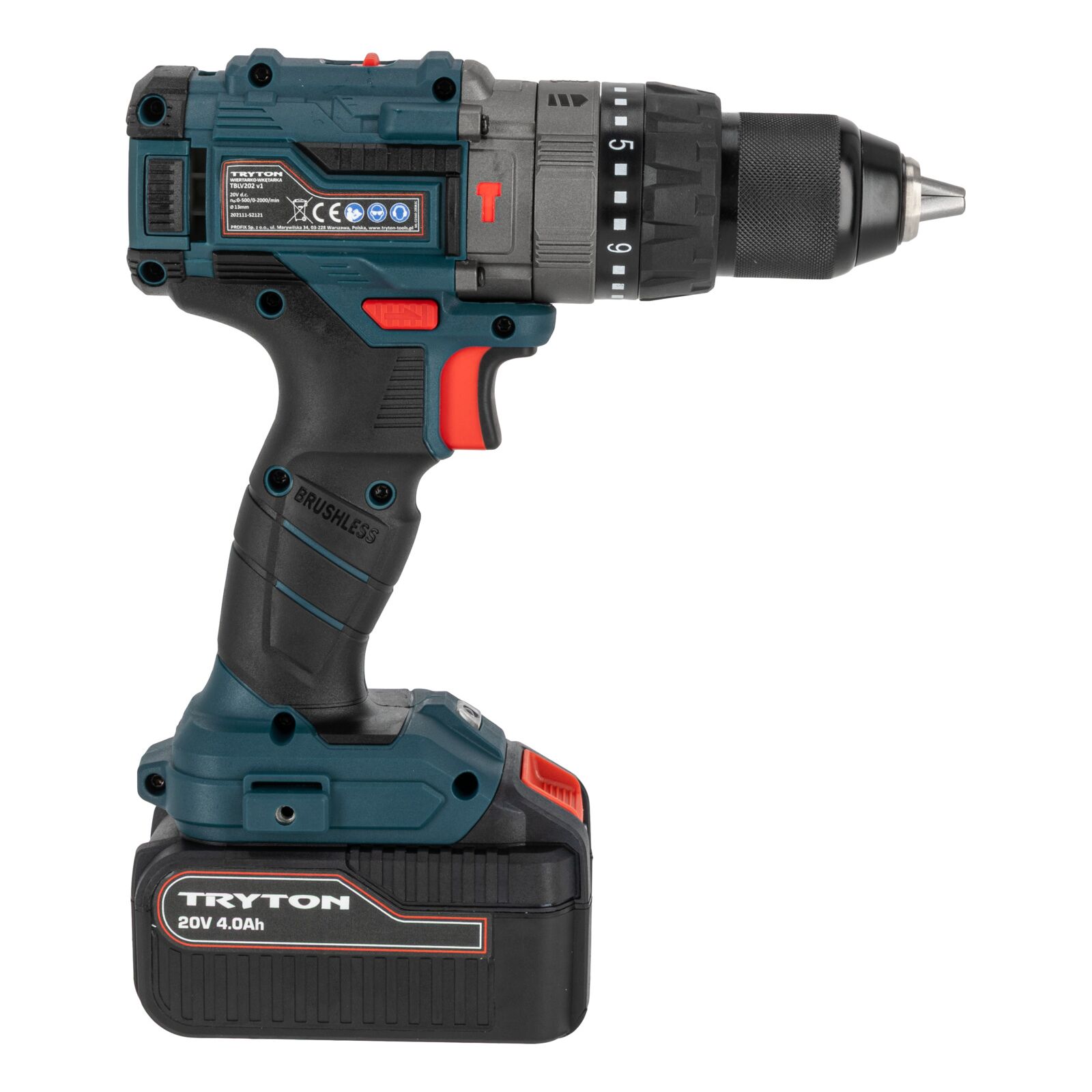 Borrskruvdragare slag 20V borstlös 2 x 4Ah, Tryton TBLV204