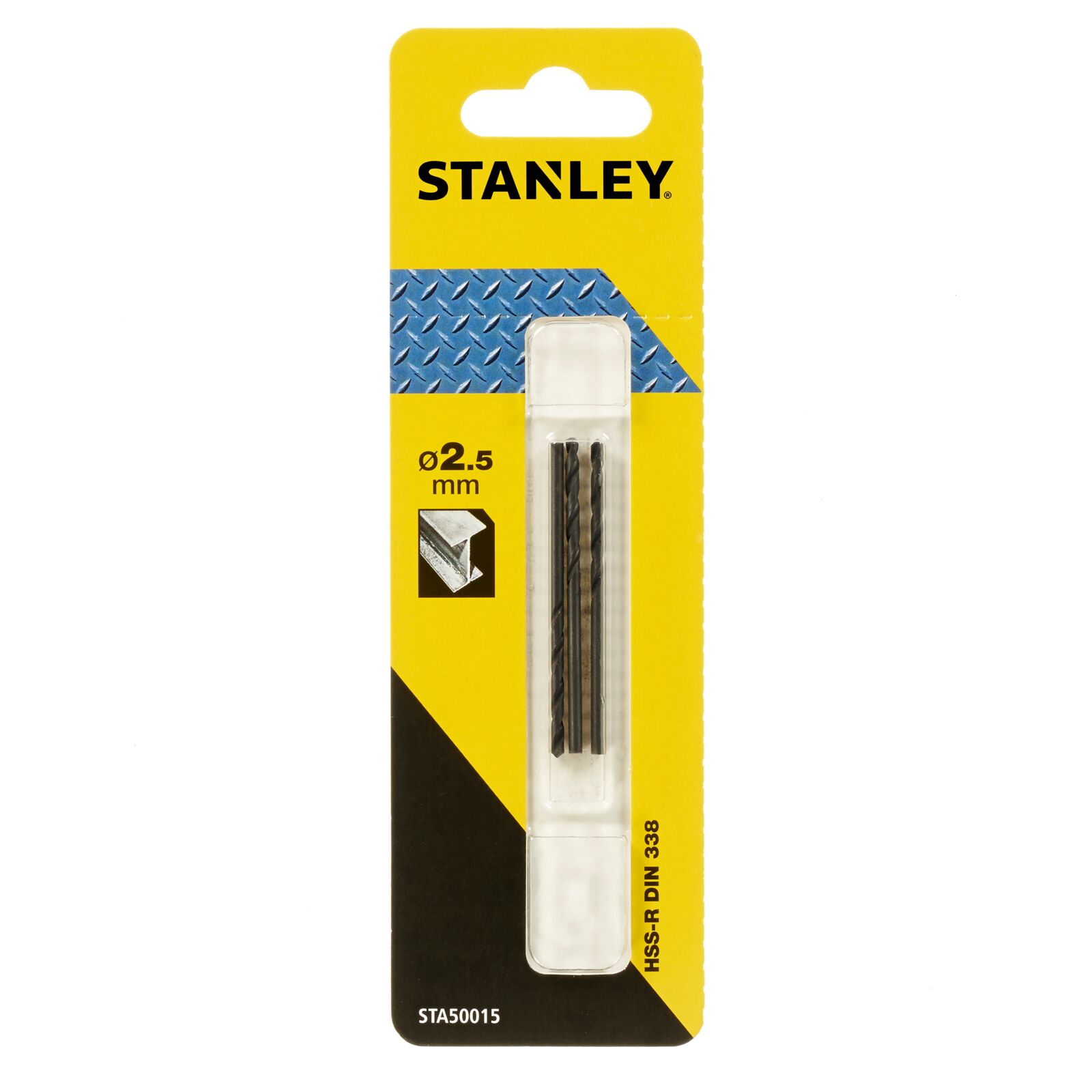 Metallborr 3st HSS-R DIN 2.5 x 57 x 30 mm, STANLEY