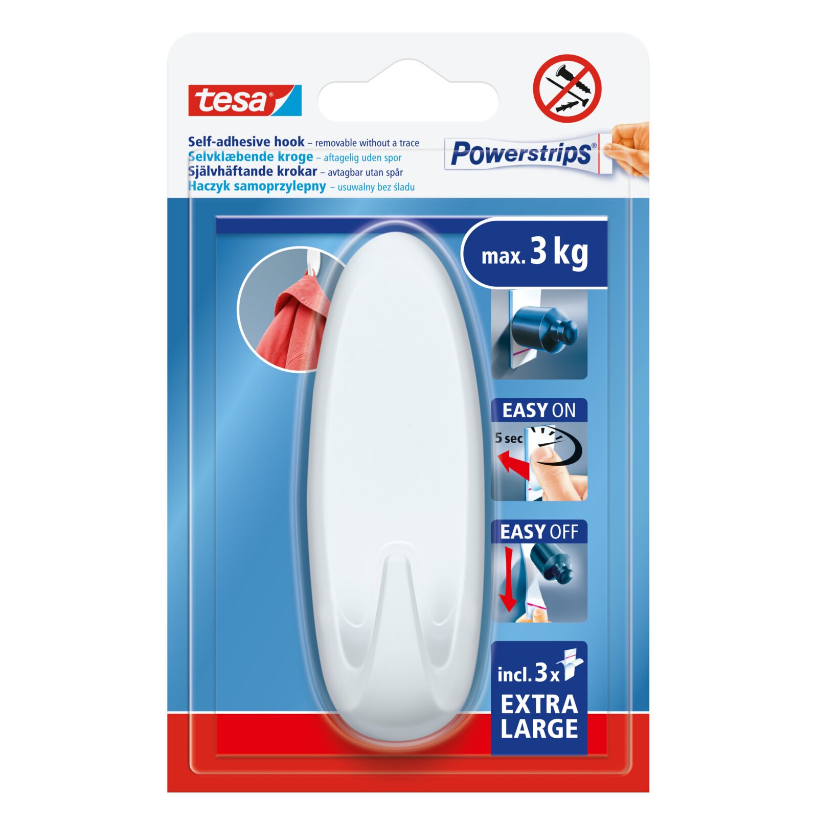 Self-adhesive hook Powerstrips XL Oval | Tesa