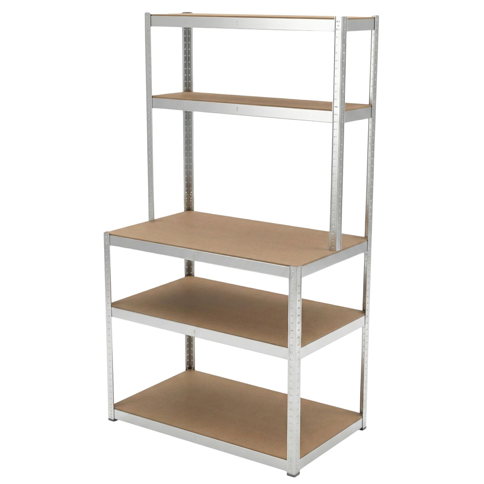 Metal shelving with worktop, 5 shelves, 175 kg