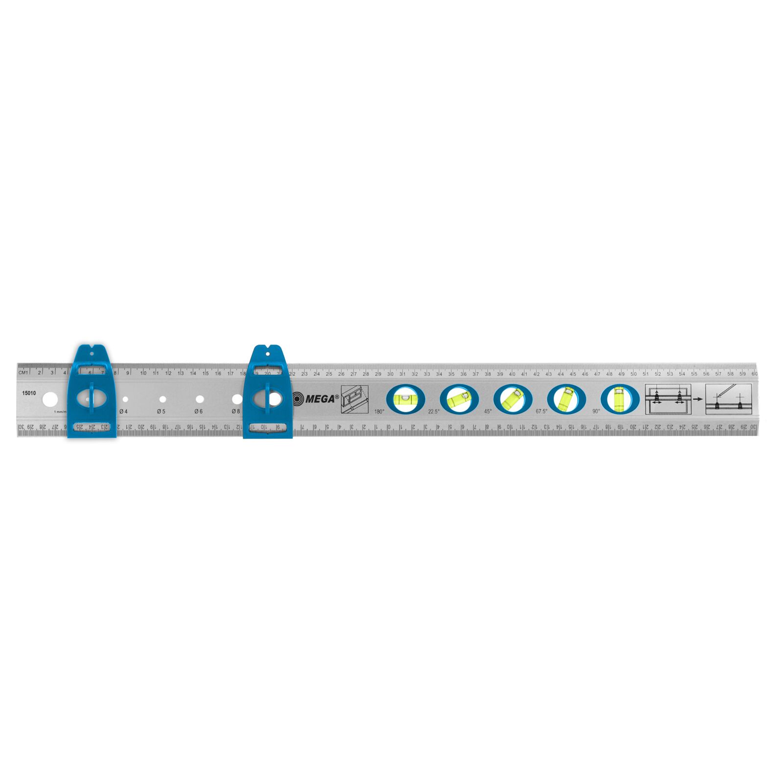 Universallinjal 60 cm aluminium med vattenpass