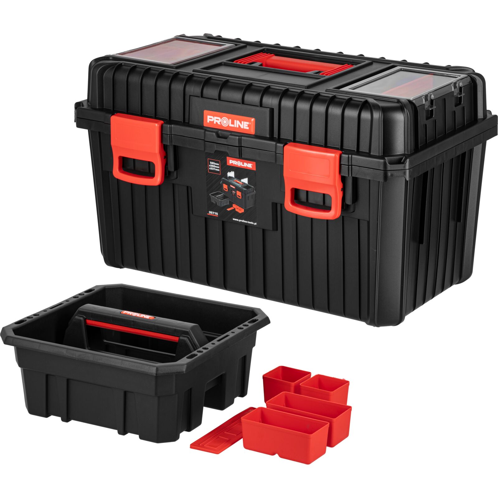 Toolbox 585 x 360 x 217 mm, Durable Polymer, Proline