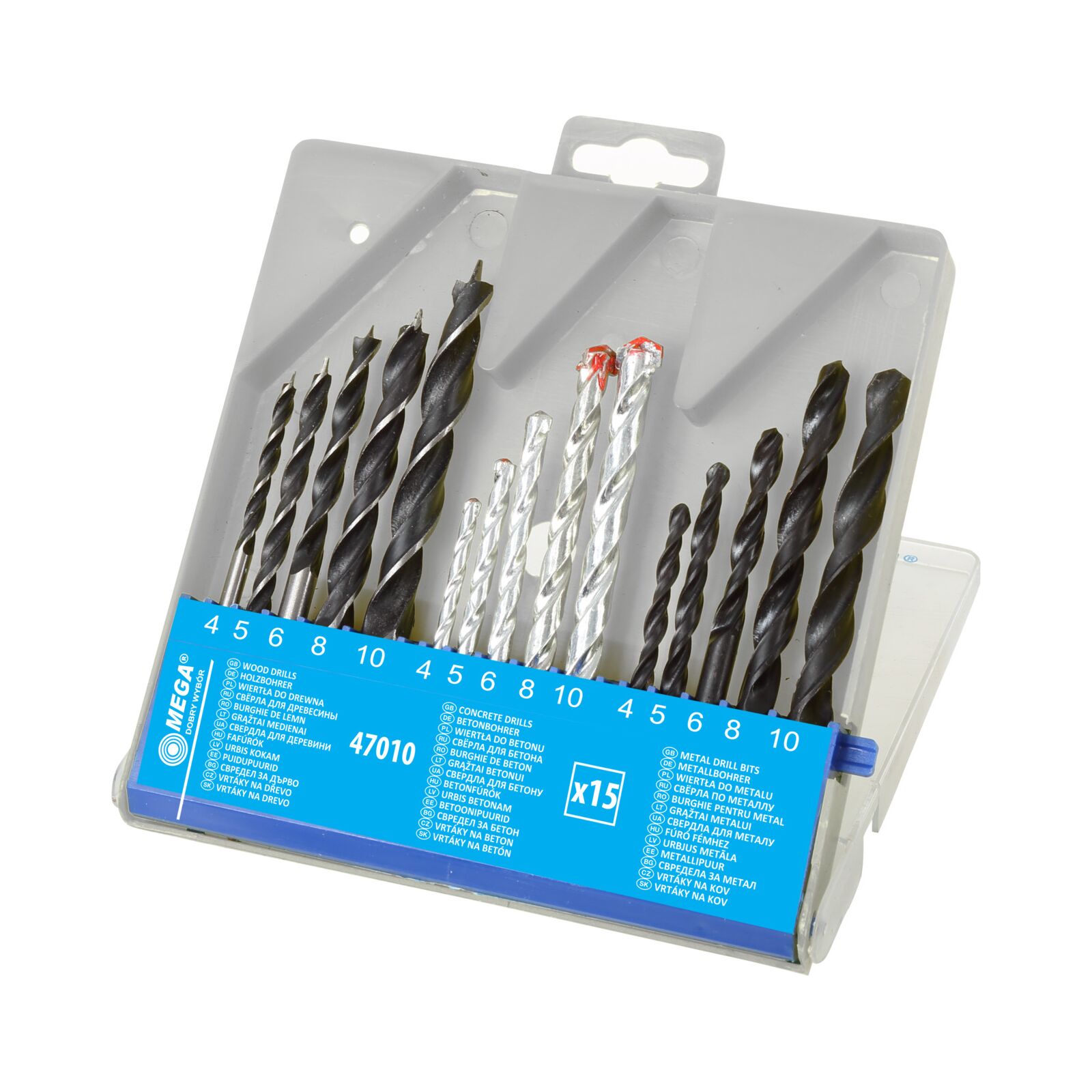15 Pcs Drill Bit Set for Metal, Wood and Masonry