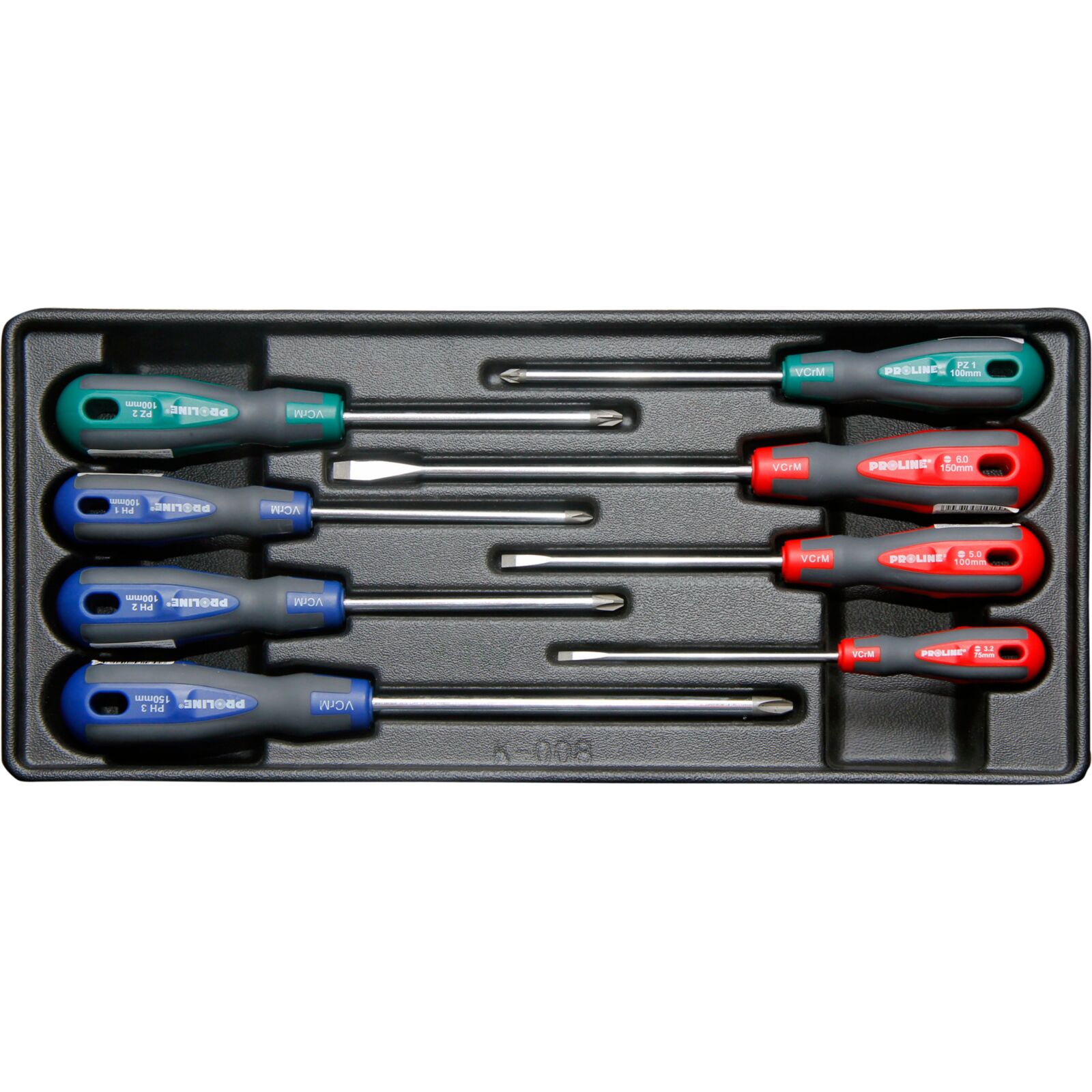 Empty tray for 8 flat and Phillips screwdrivers