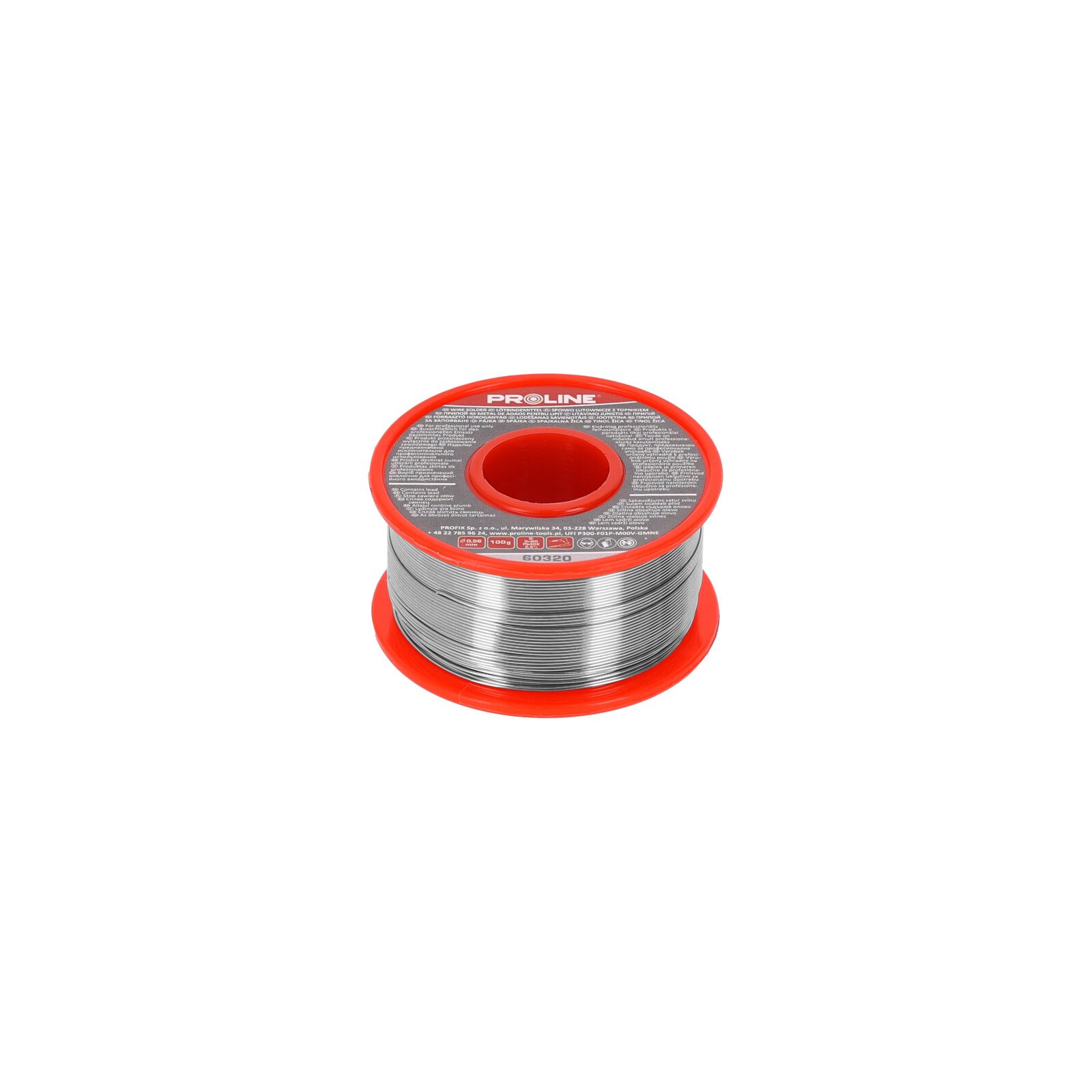 Lödtråd 60/40/2, 5%, Dia=0, 56 mm, 100g, Blister, Proline