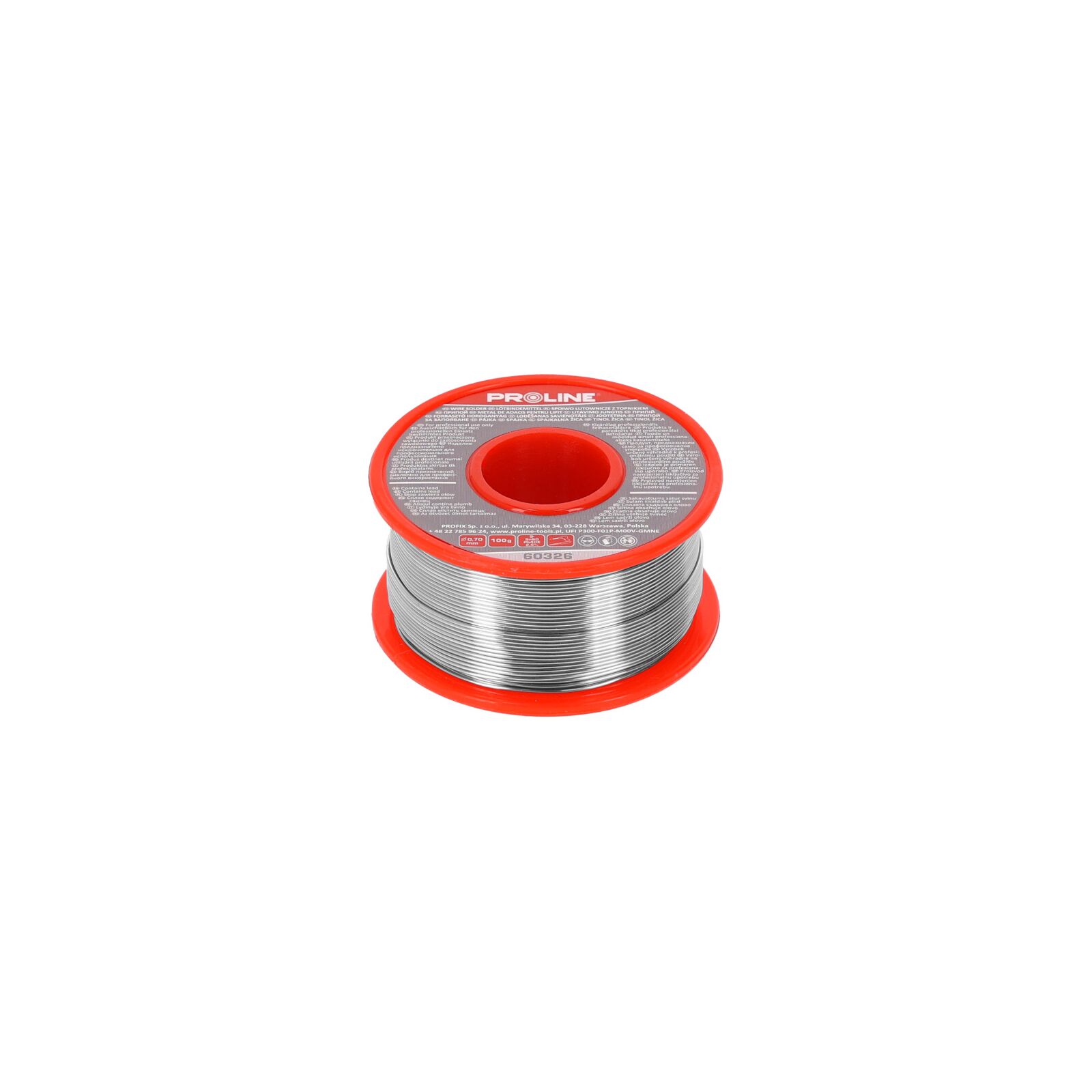 Lödtråd 60/40/2, 5%, Dia=0, 70 mm, 100g Spole, Proline