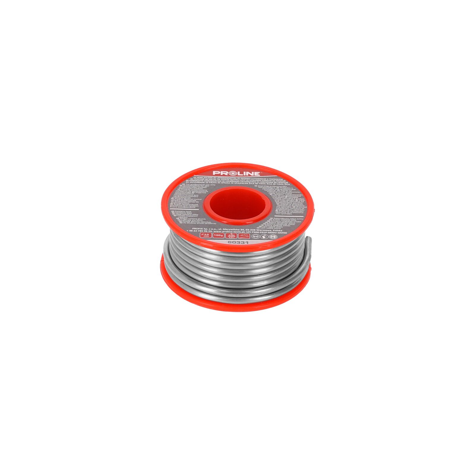Lödtråd 60/40/2, 5%, Dia=3, 00 mm, 100g Spole, Proline