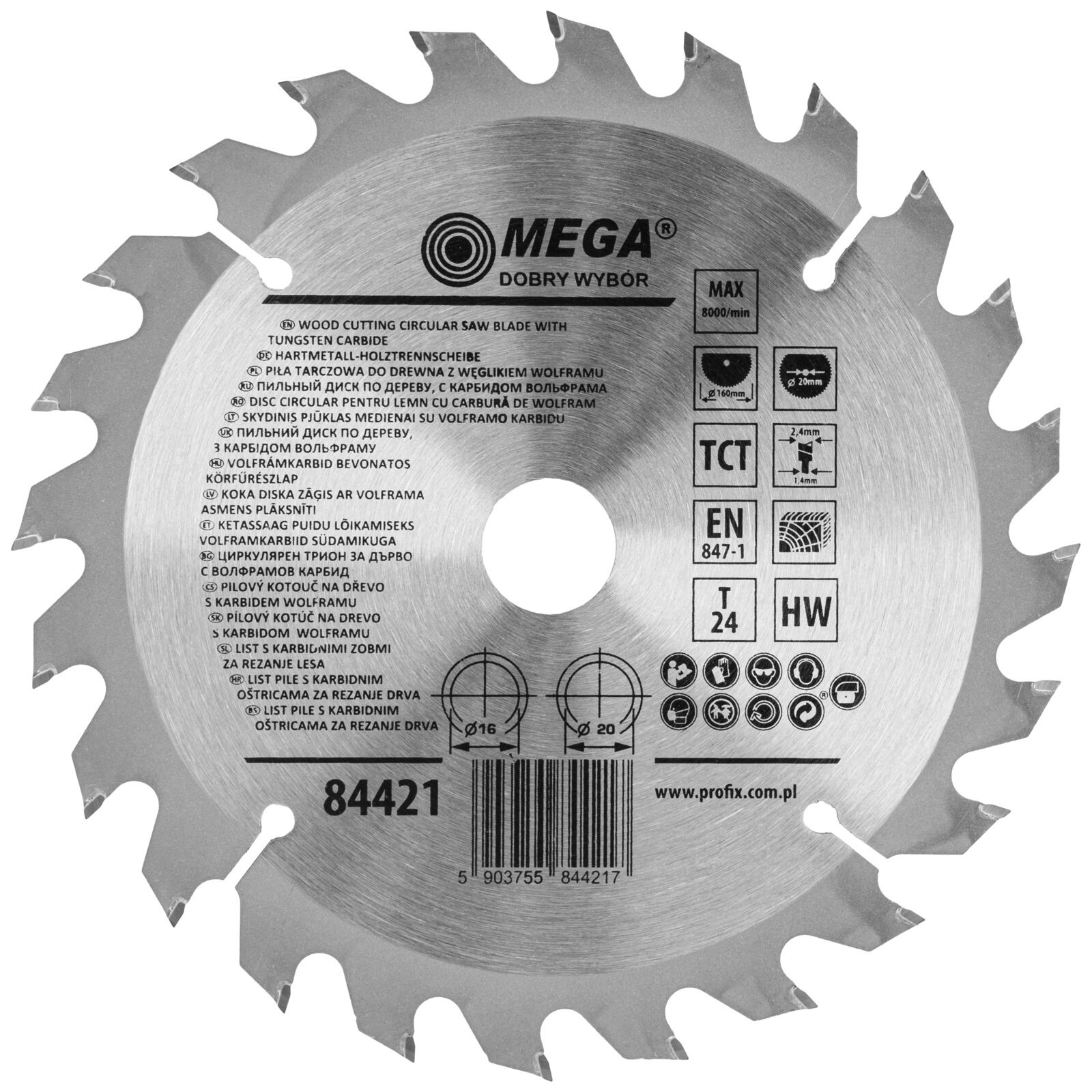Circular Saw Blade for Wood 160 mm 24T