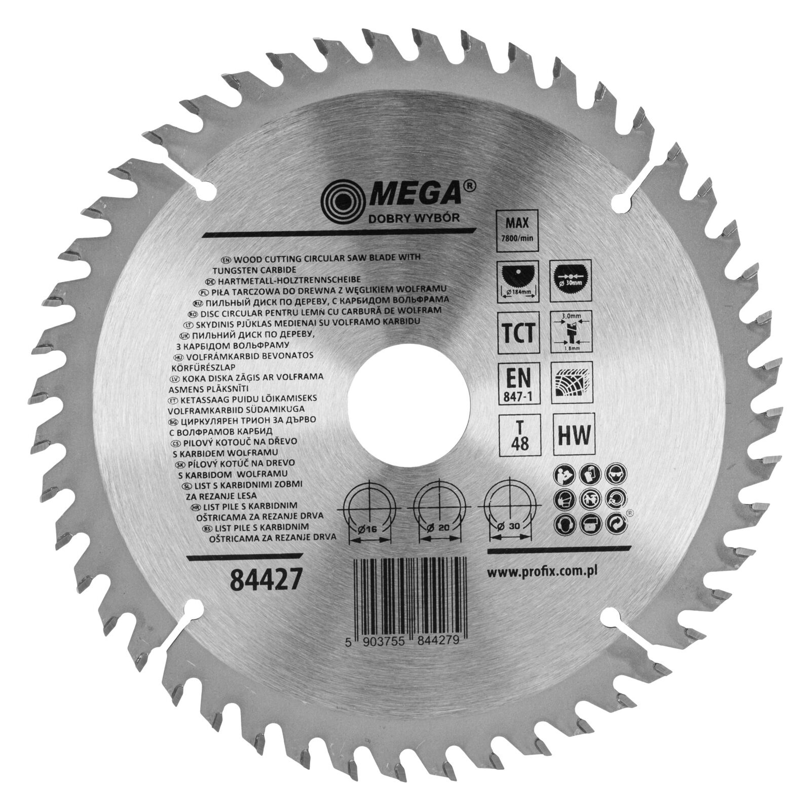 Circular saw blade for wood 184 mm, 48 teeth