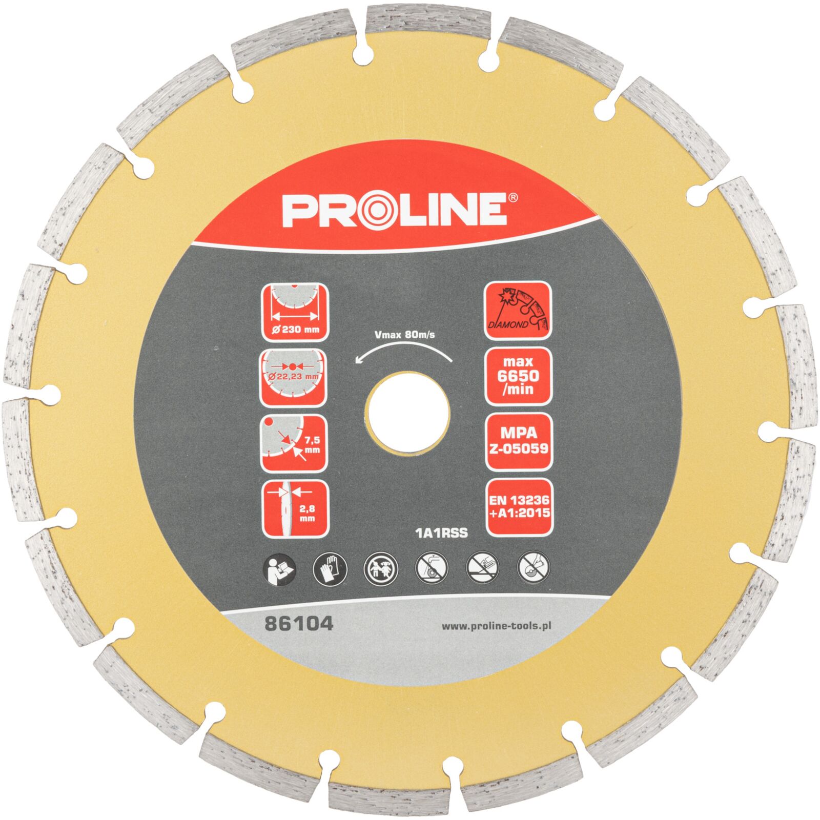 Segmenterad Diamantskiva 230 mm, Tjocklek 2.8 mm, Hål 22.23 mm, Proline