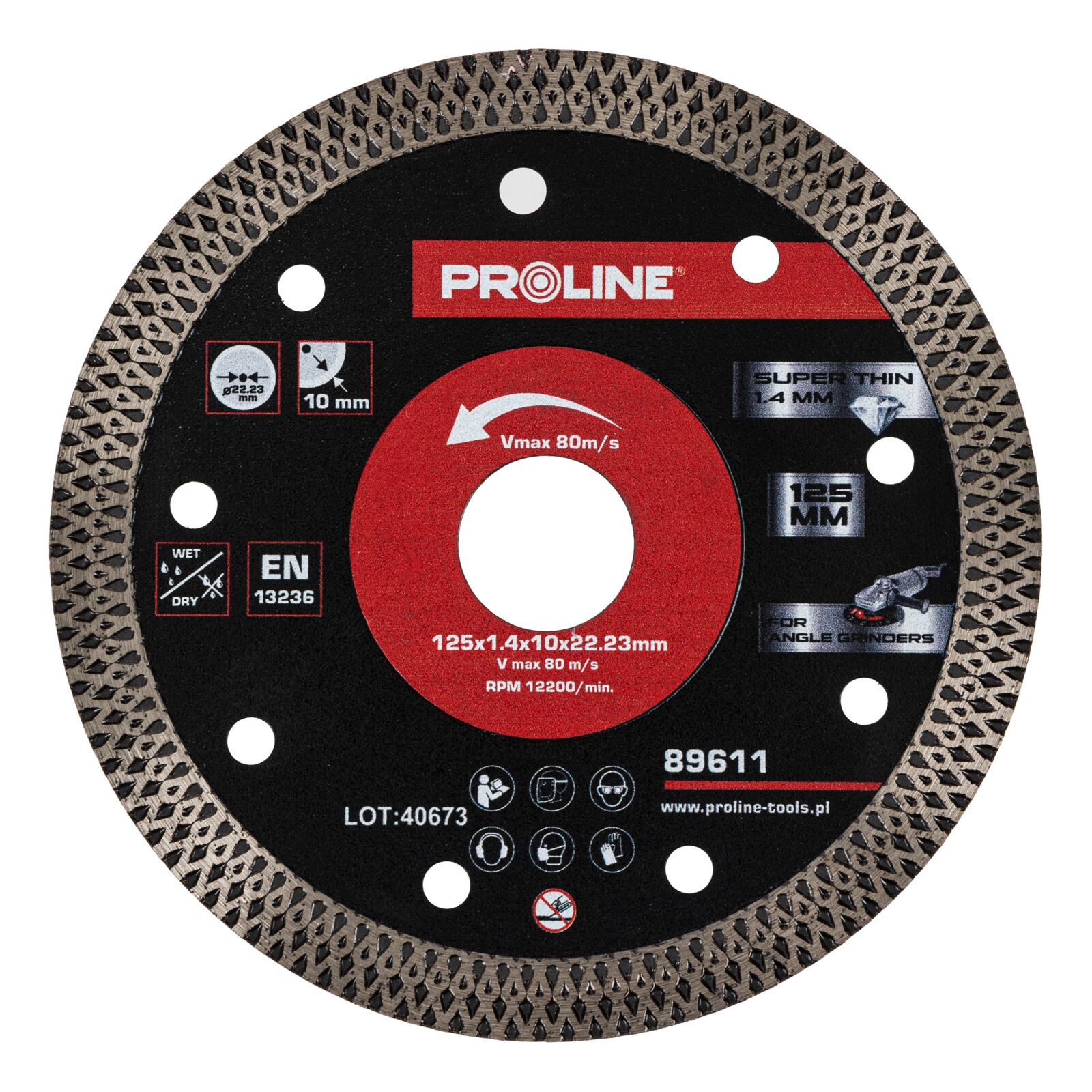 Diamond Cutting Disc Thin 125 mm x 1.4 mm x 10 mm x 22.23 mm, Proline