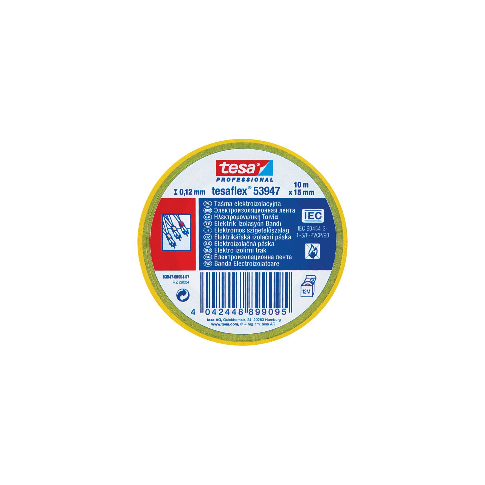 Isoleringstejp PVC 20 m 19 mm grön/gul | Tesa