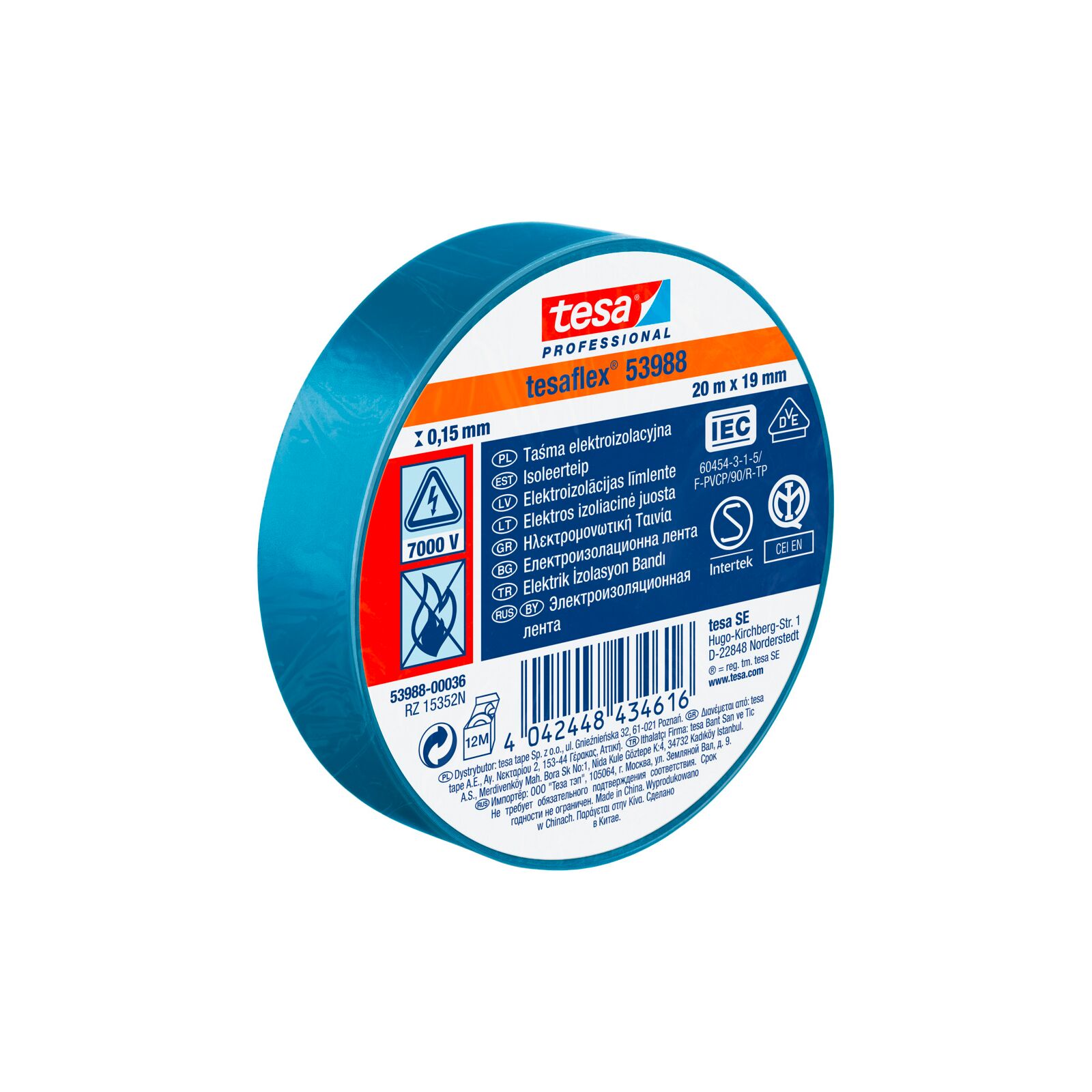 Electrical Insulating Tape PVC 7000 V 19 mm | Tesa
