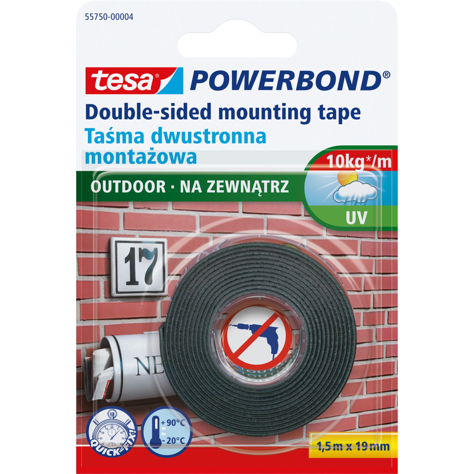 Mounting Tape Double Foam Outside 1.5M:19 mm PRO