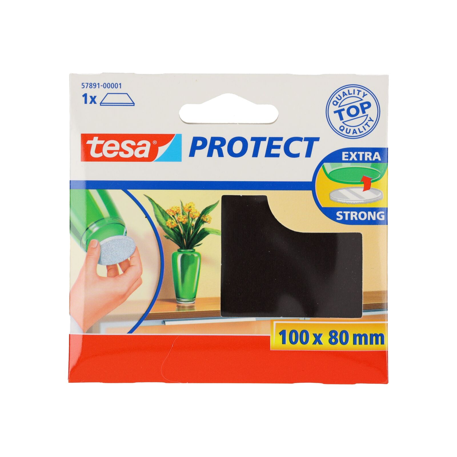 Self-adhesive felt pads 100 mm:80 mm, brown | Tesa