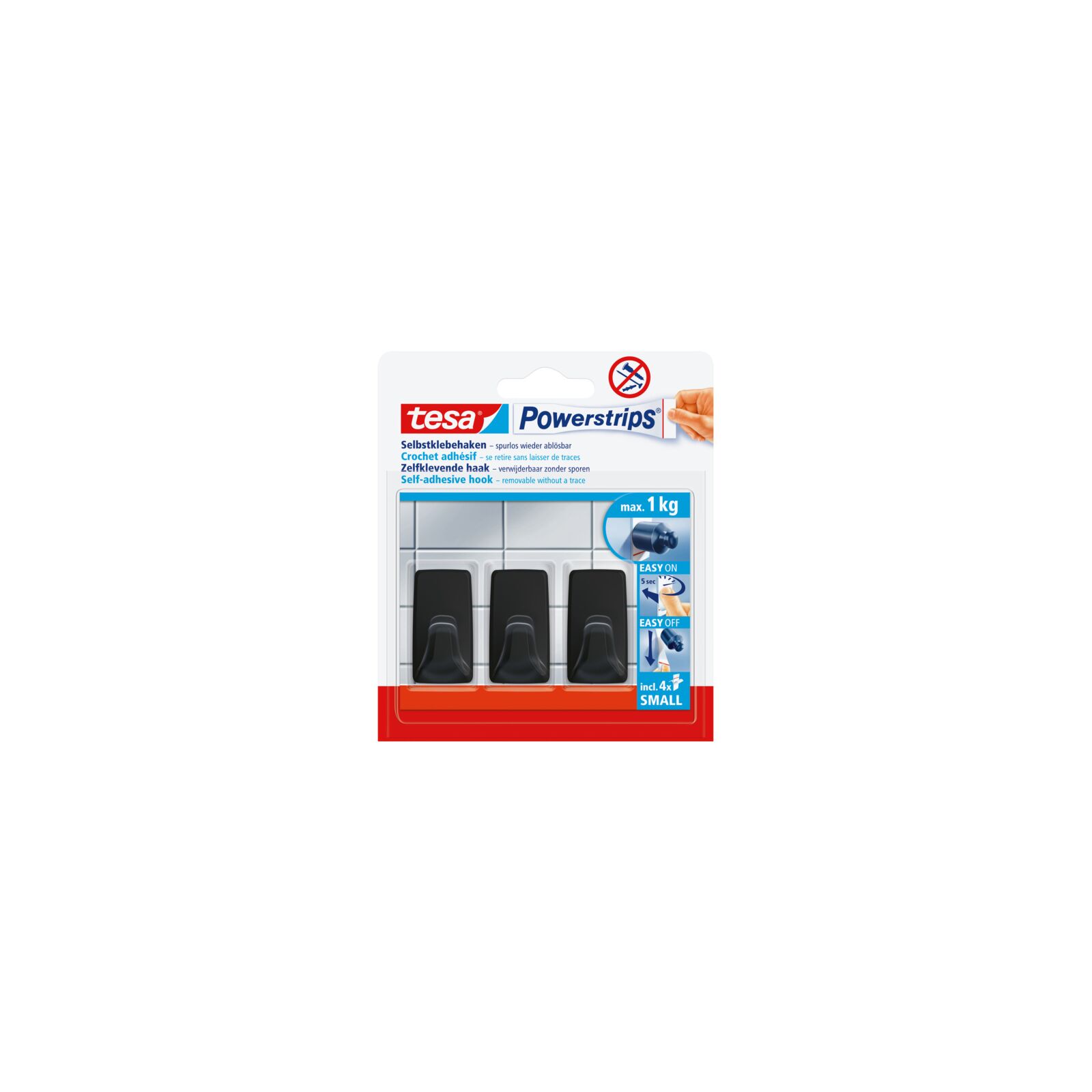 Adhesive Hooks Powerstrips 3 pcs Rectangular Small Black