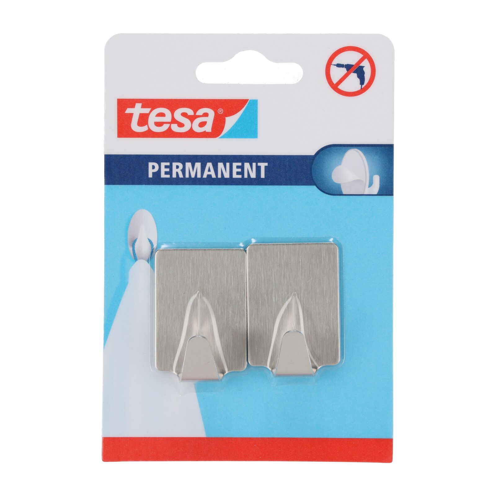 Permanent self-adhesive hooks 2 pcs, L | Tesa