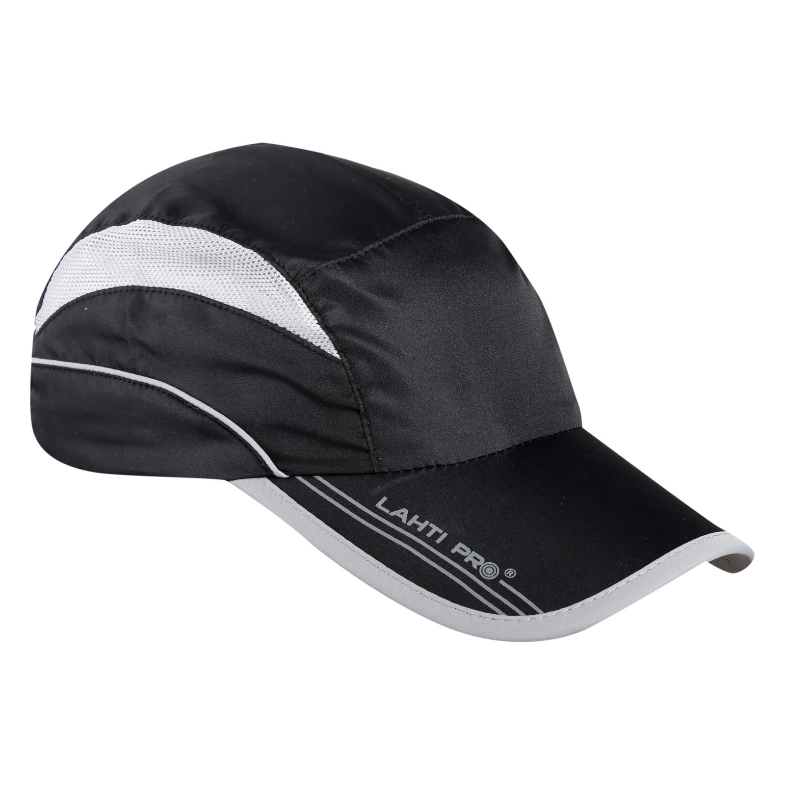 Black sport cap in polyester with mesh
