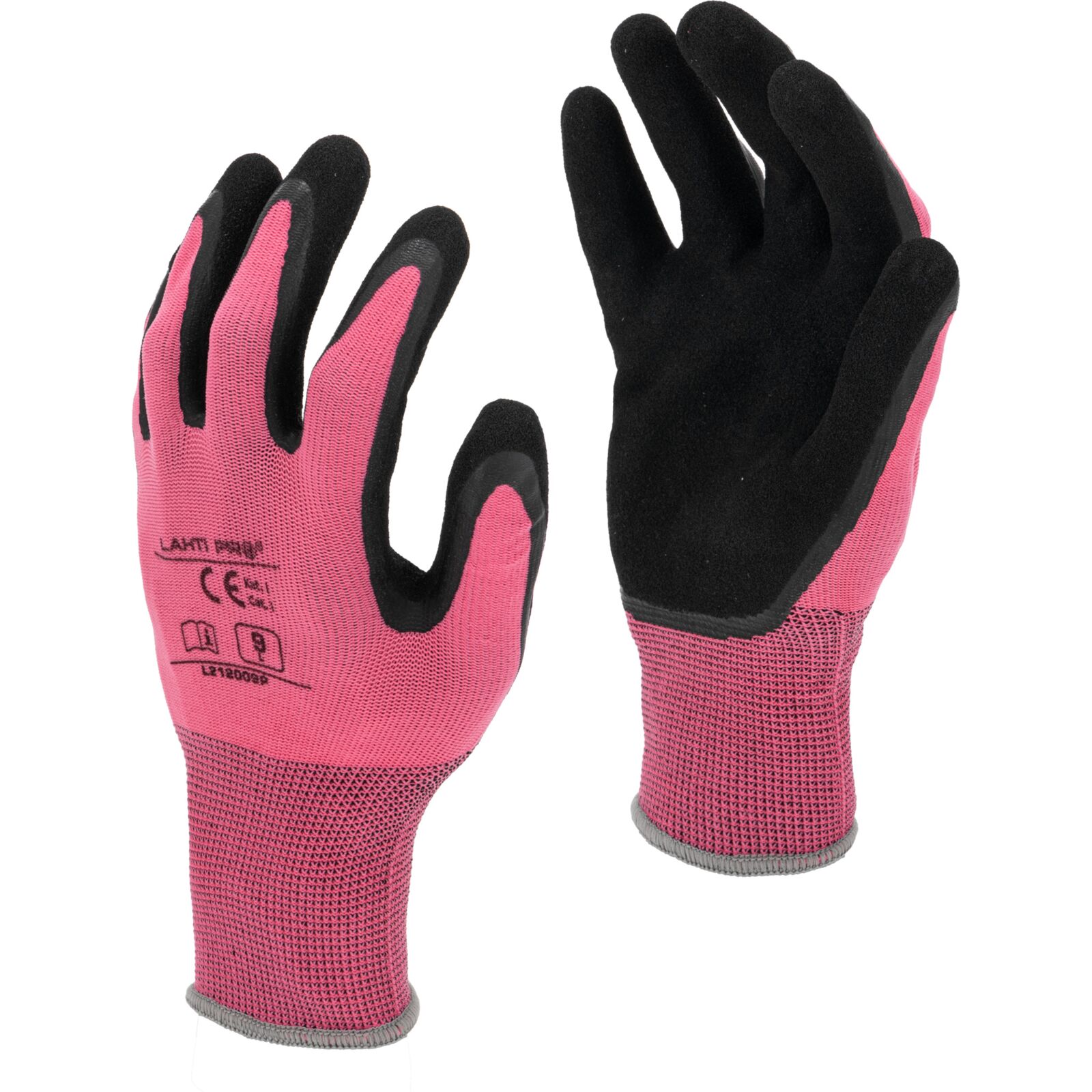 Latexhandskar rosa-svarta storlek 8 CE