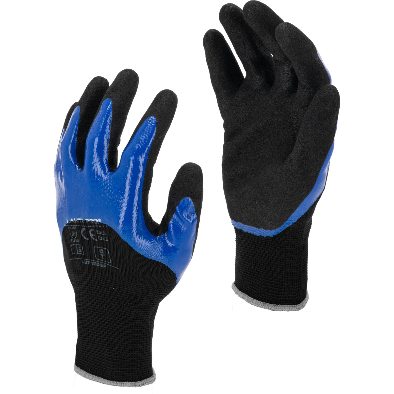 Nitrile gloves black-blue size 8, EN 388