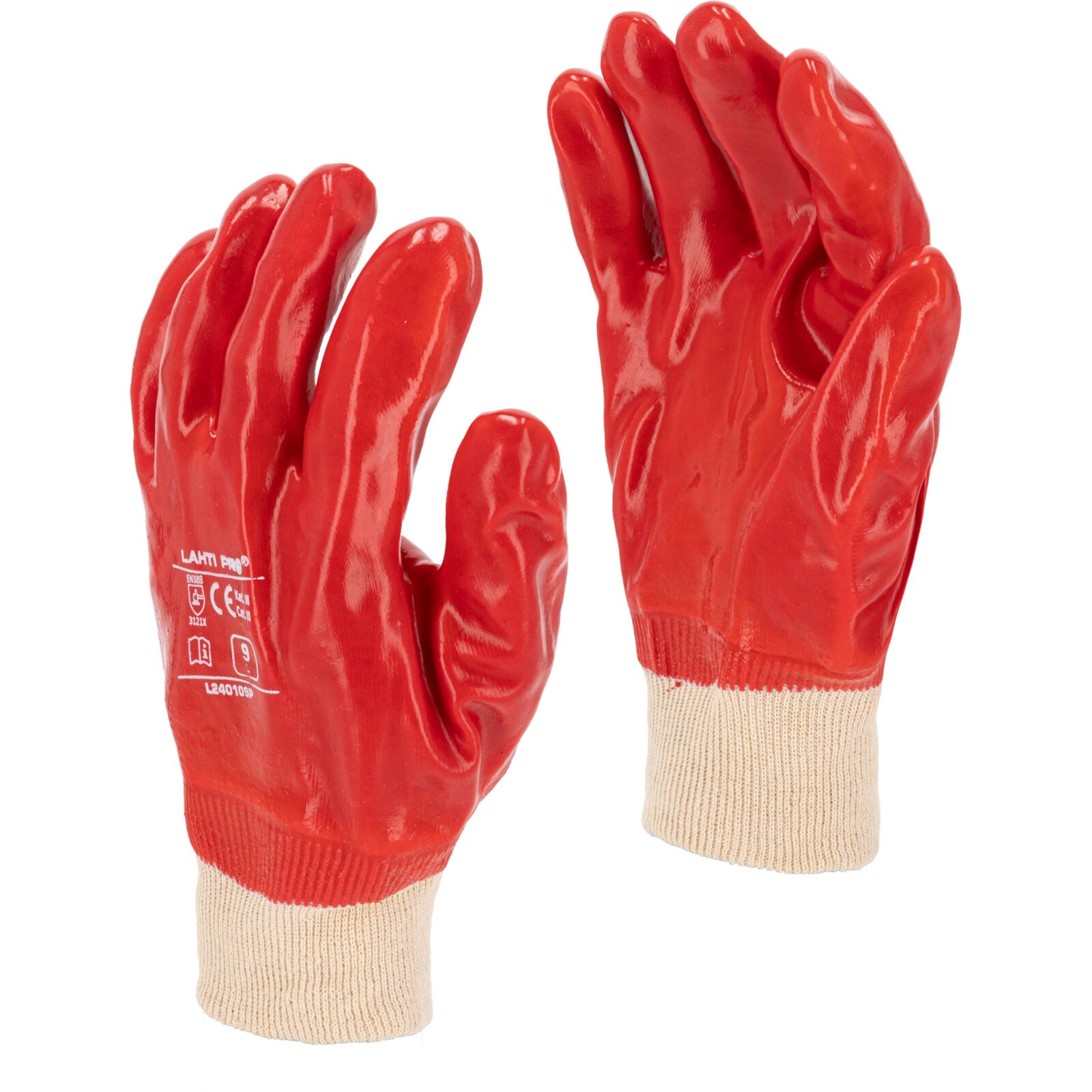 Red PVC gloves size 10, 12 pairs