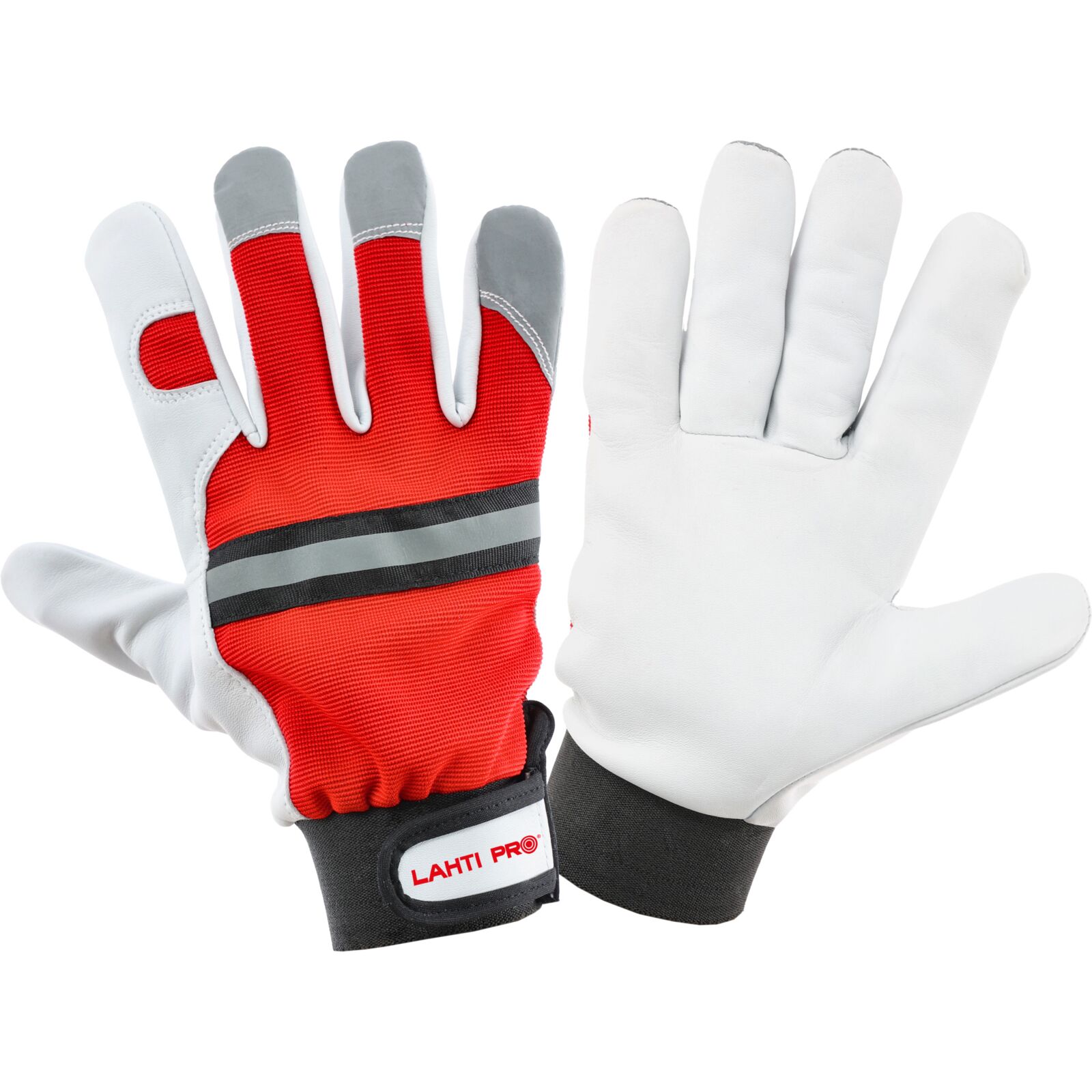 Red goat leather gloves, size 8