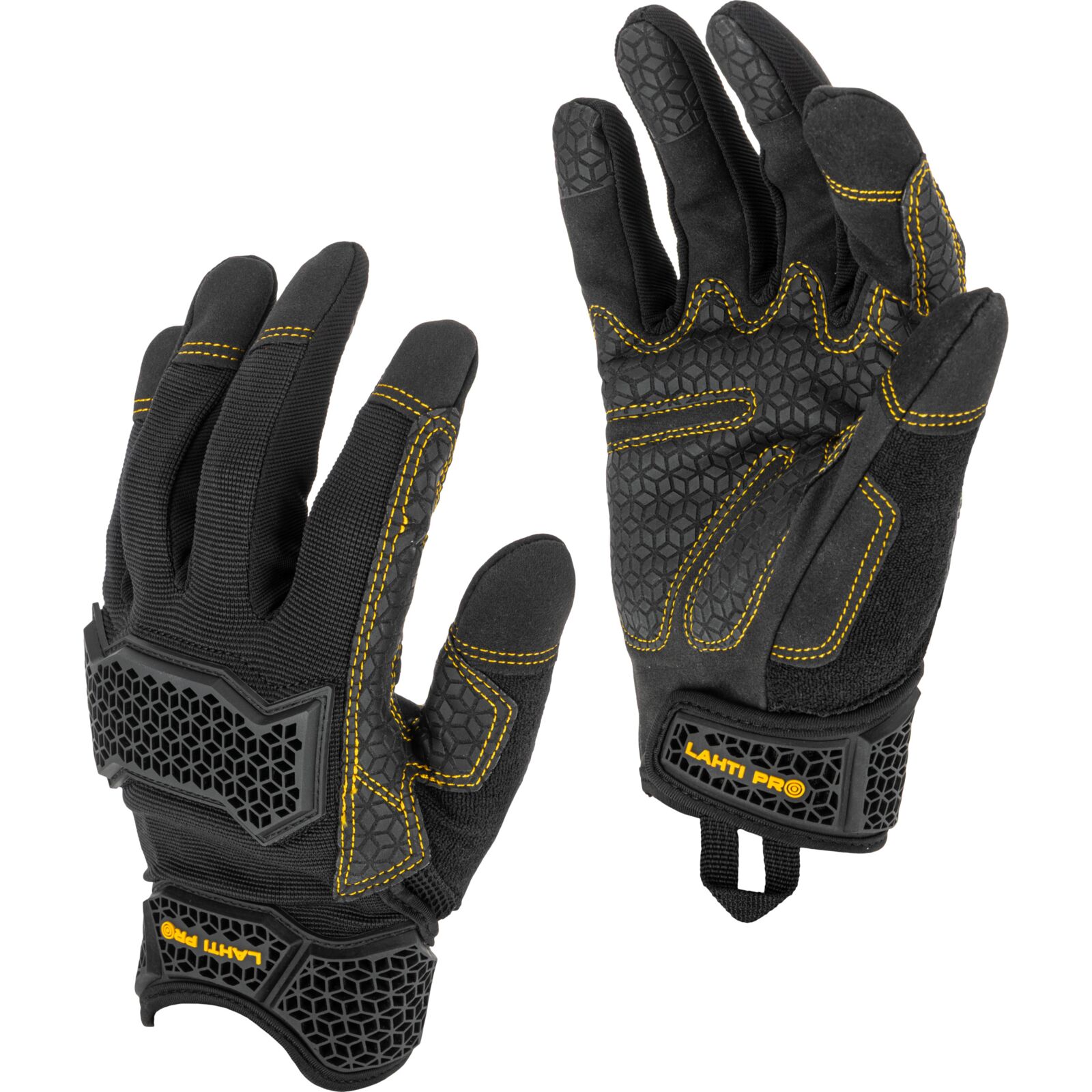 Work gloves with touch and silicone grip