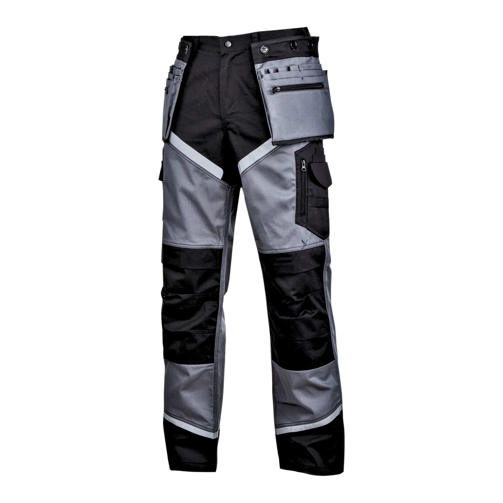 Work trousers, reflective stripes, black-grey, S