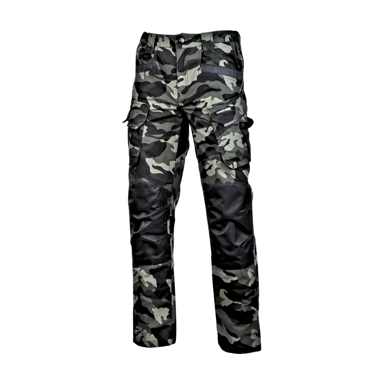 Cargobyxor kamouflage, rip-stop, 12 fickor, S