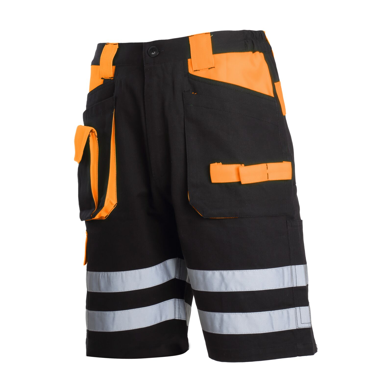 Arbetsshorts svart-orange 100 % bomull S