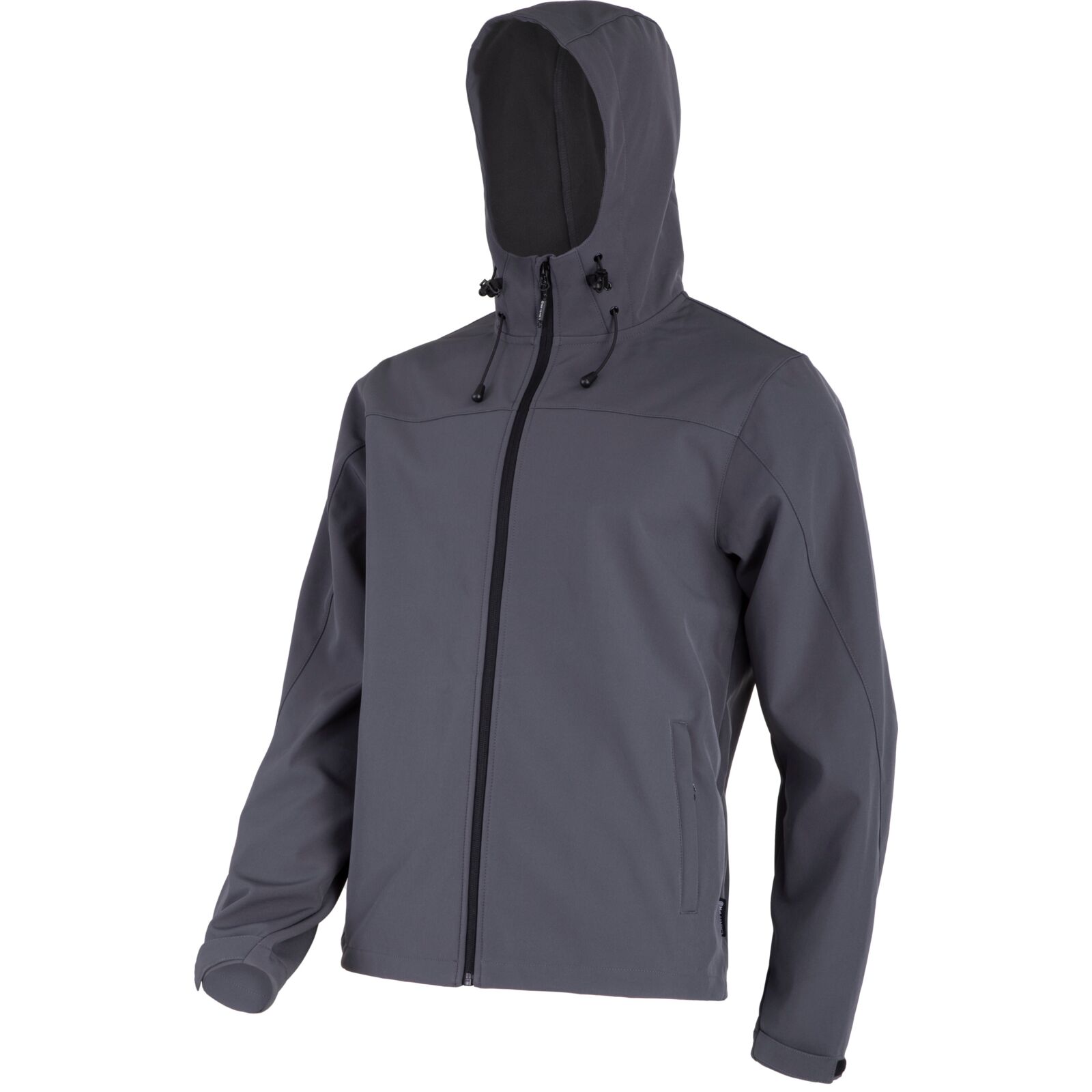 Softshell jacket with hood, grey, size S, CE