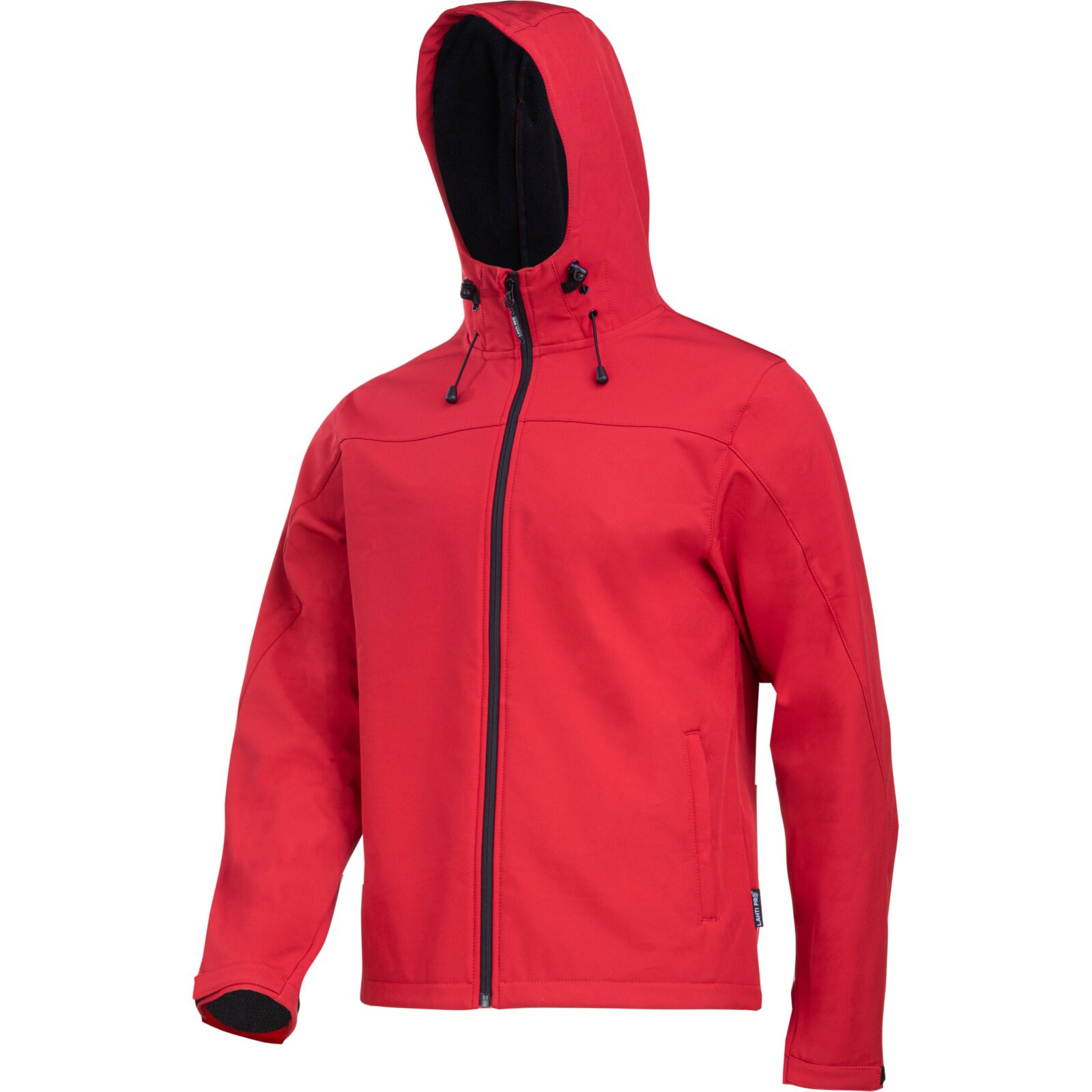 Softshell jacket with hood, red, size S, CE