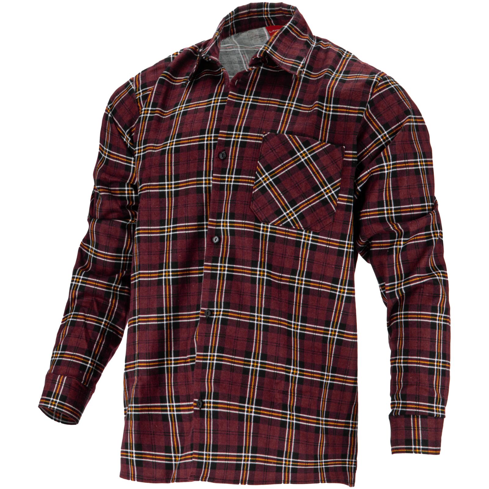 FLANNEL SHIRT, BURGUNDY PLAID, 170G/M2, "S", CE, LAHTI