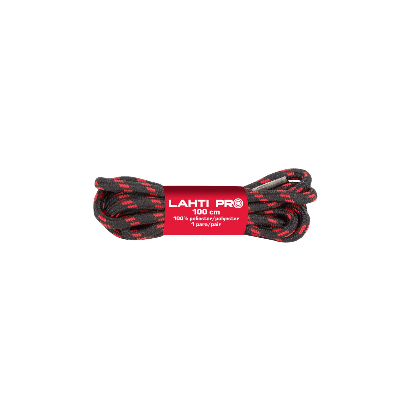 Laces, Round, Black-Red, L904012P, 10 Pairs, 120 cm, LAHTI