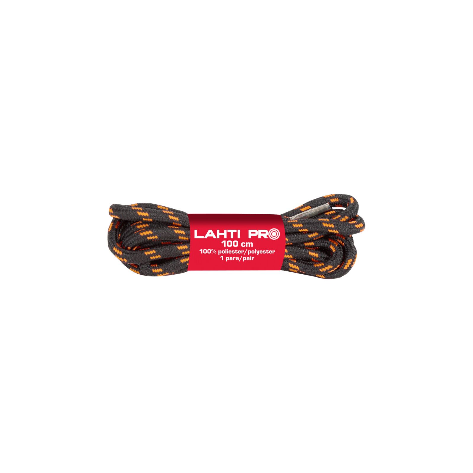 Laces, Round, Black-Orange, L904032P, 10 Pairs, 120 cm, LAHTI