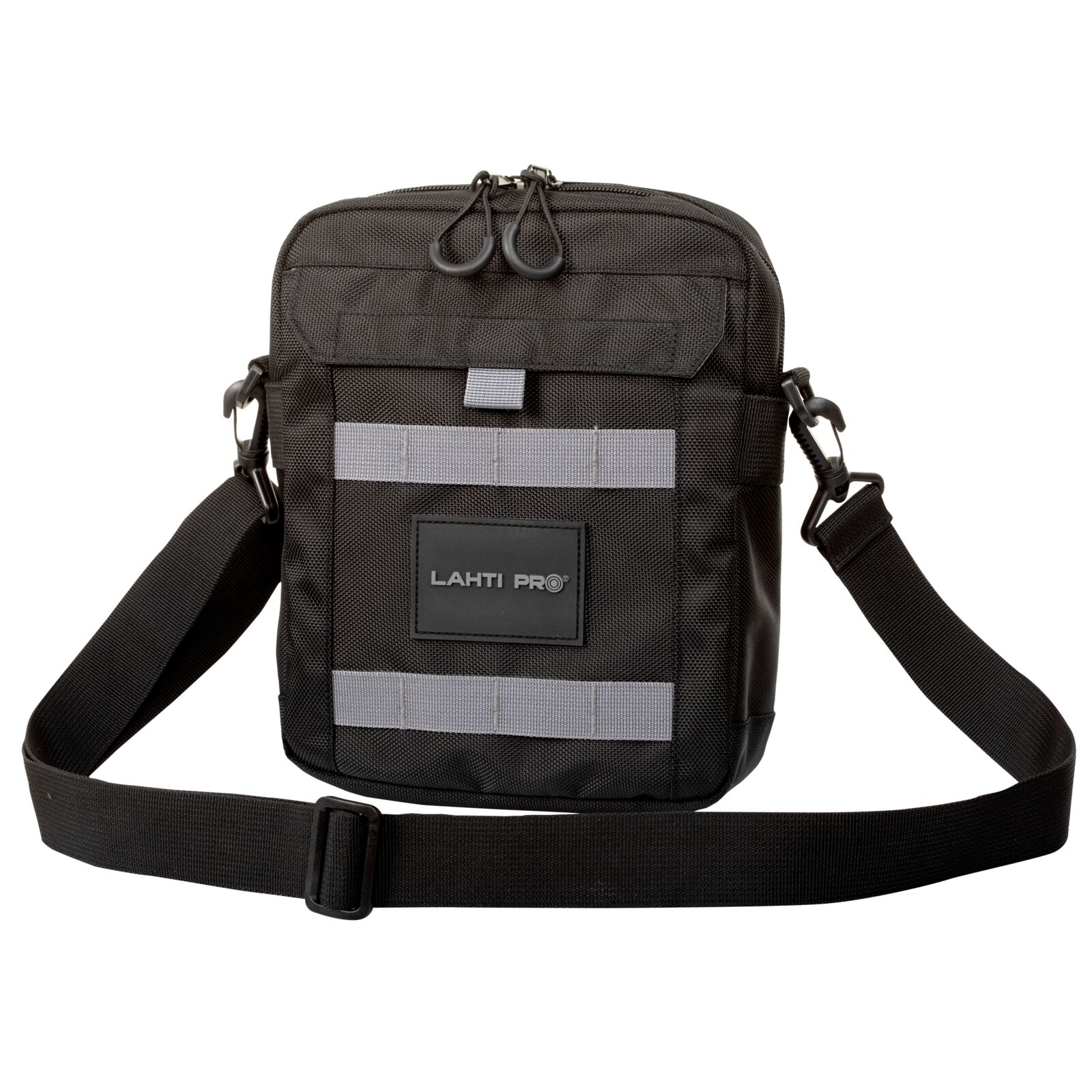 Shoulder bag and waist bag in black polyester