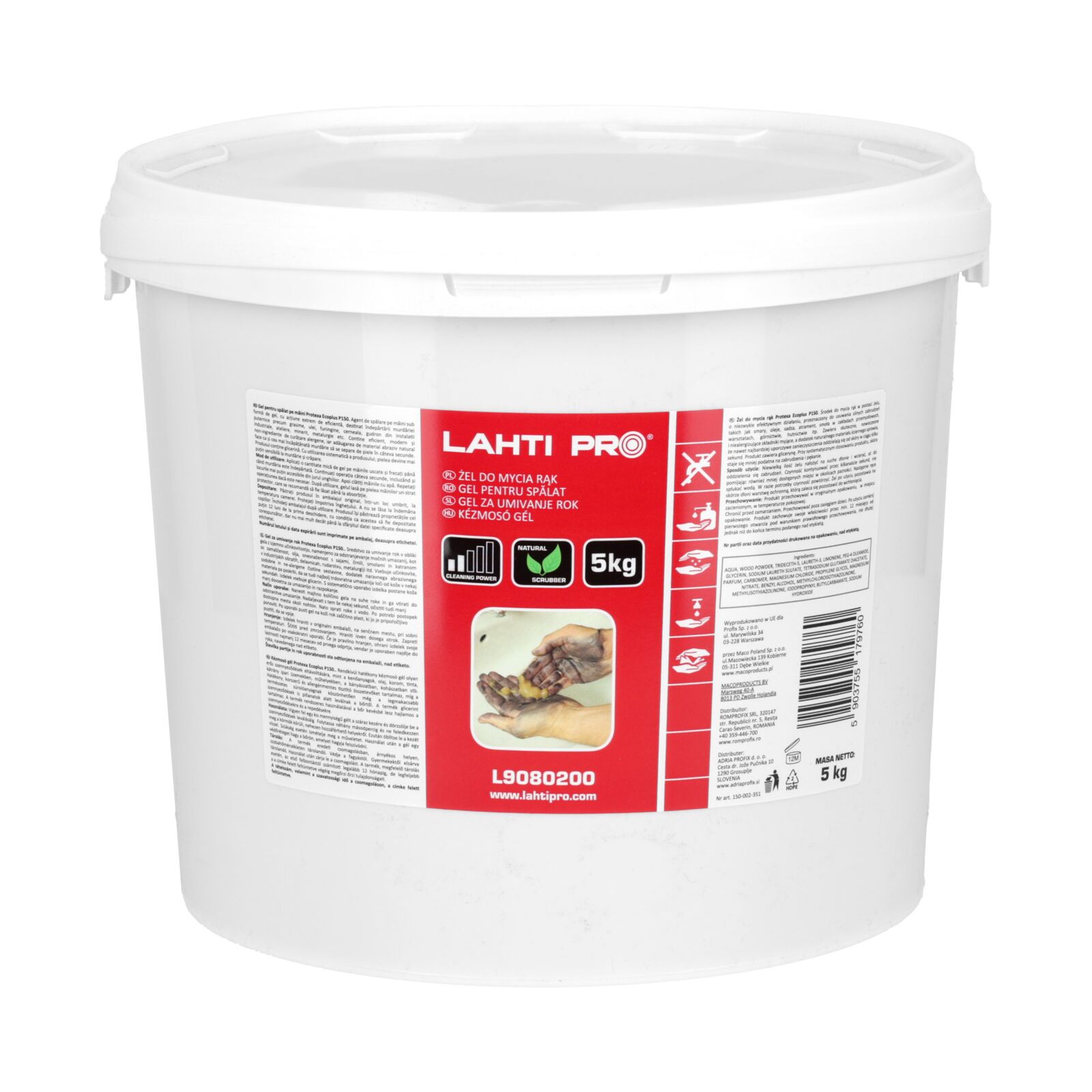 Hand cleaning gel with abrasive, 5 kg