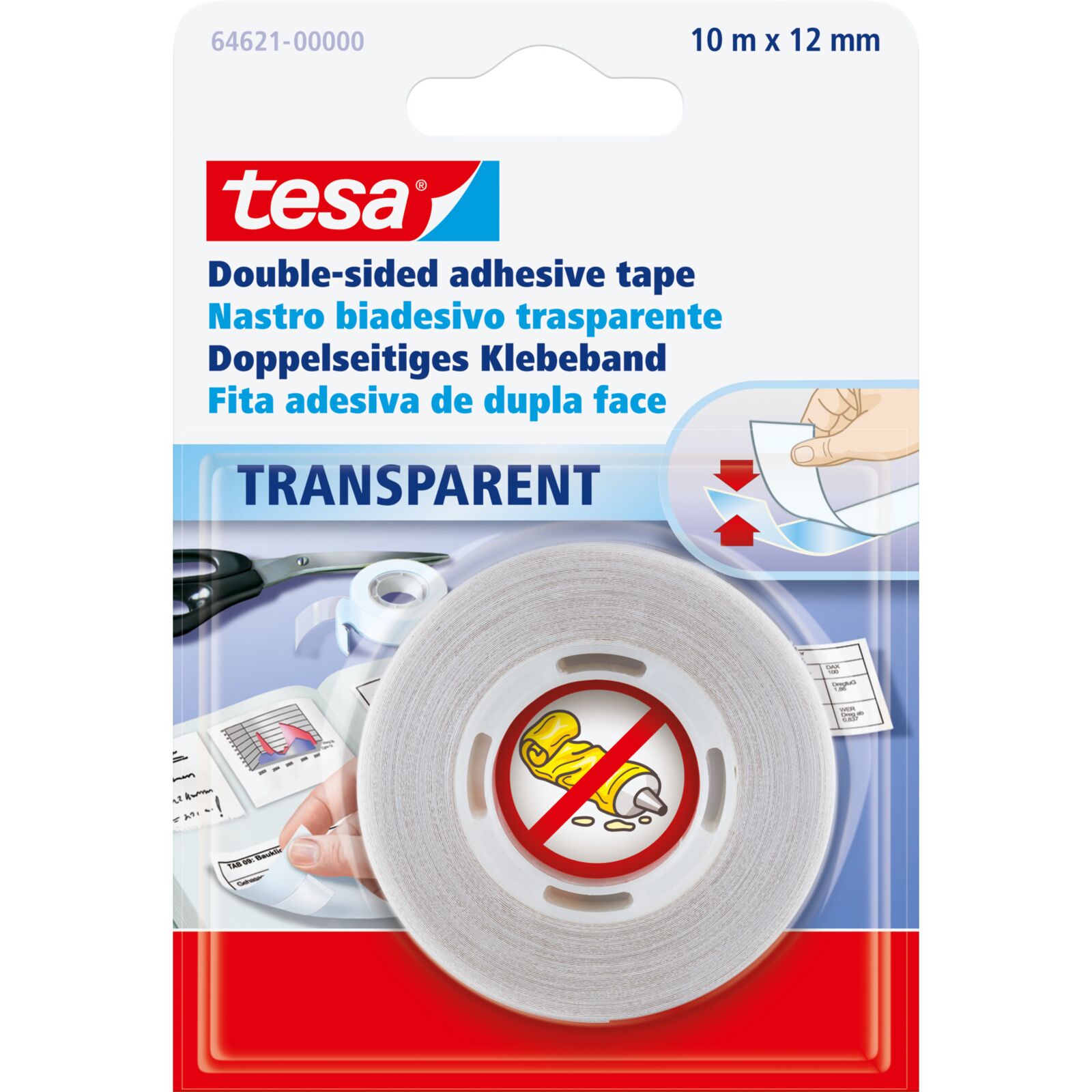Double-sided tape 10 m x 12 mm | Tesa
