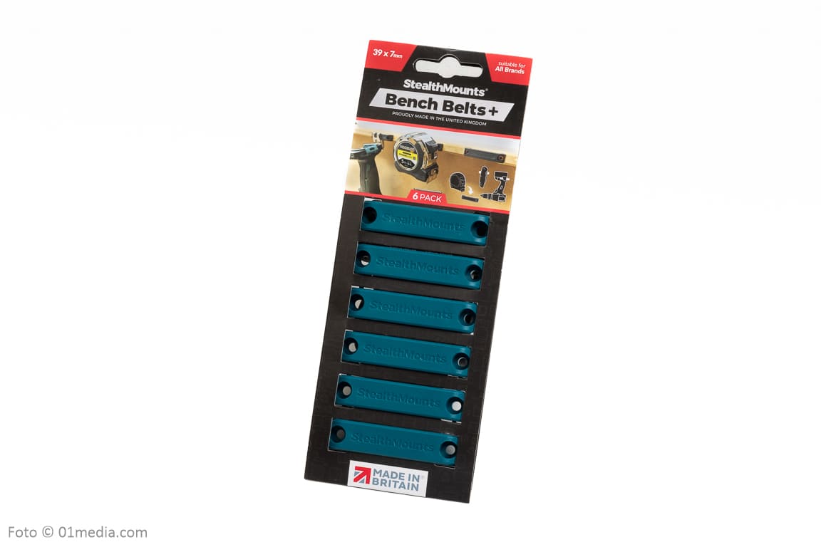 StealthMounts Bench Belt Plus universal holder 6 pack in black ABS