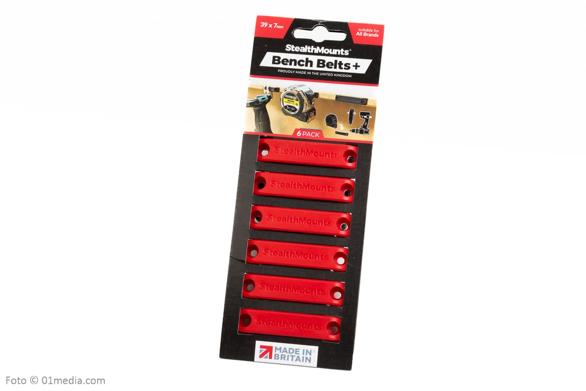 StealthMounts Bench Belt Plus universal holder 6 pack in black ABS
