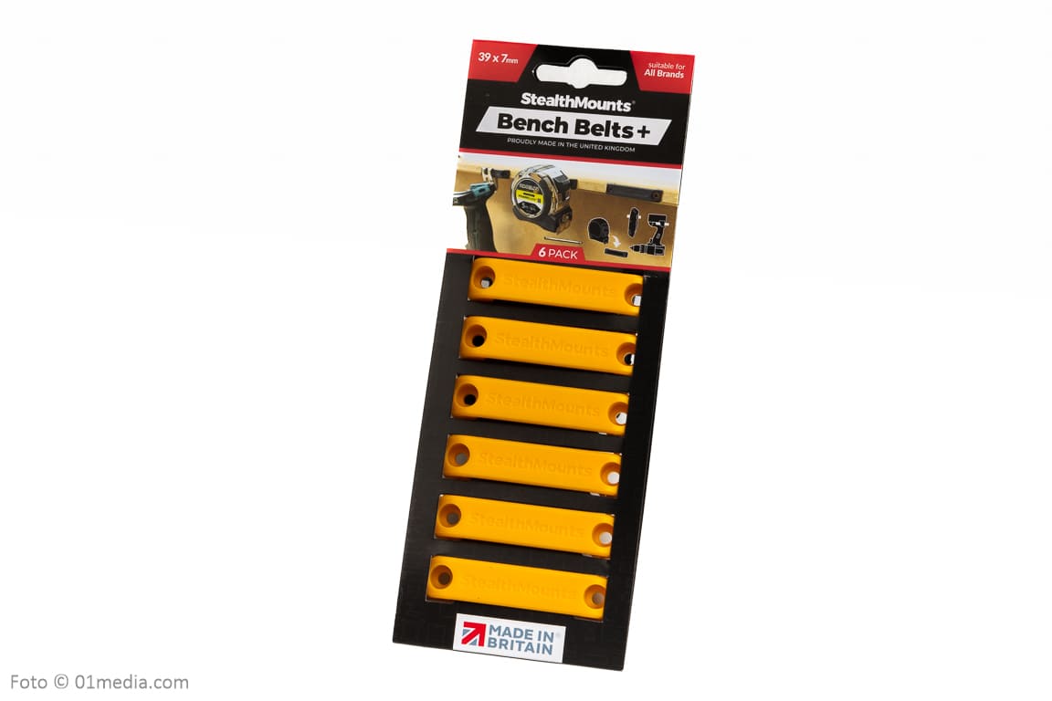 StealthMounts Bench Belt Plus universal holder 6 pack in black ABS