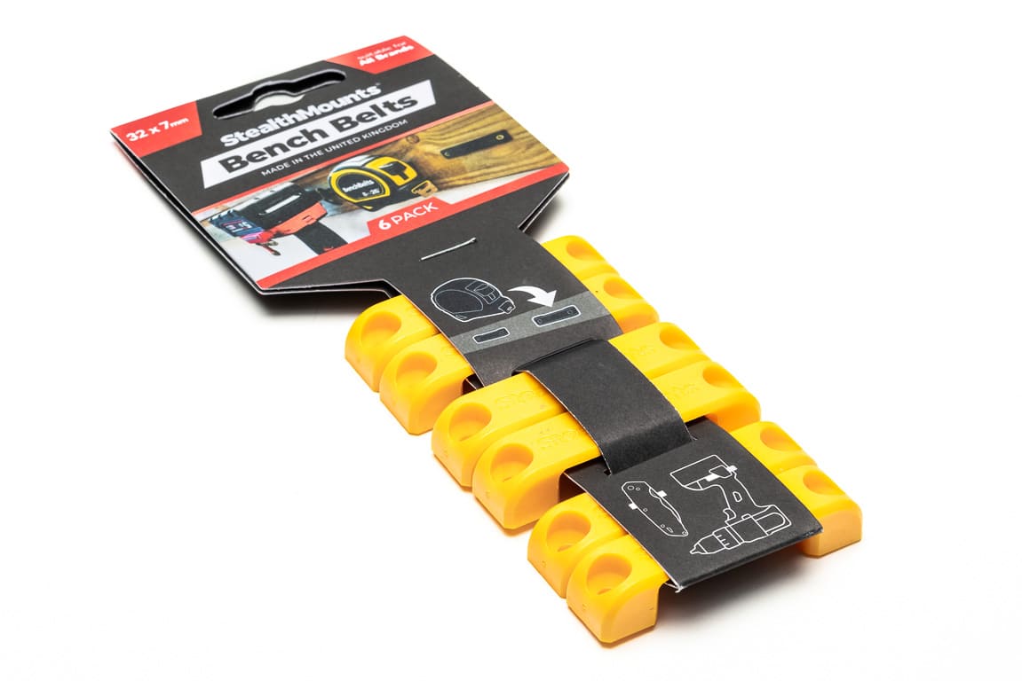 StealthMounts Bench Belt universalhållare 6-pack i svart ABS