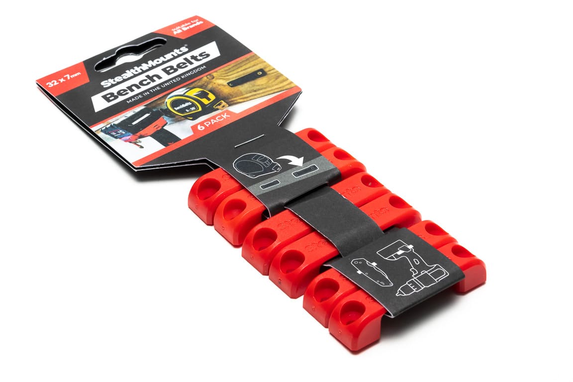 StealthMounts Bench Belt universalhållare 6-pack i svart ABS