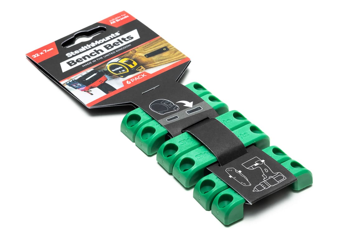 StealthMounts Bench Belt universalhållare 6-pack i svart ABS