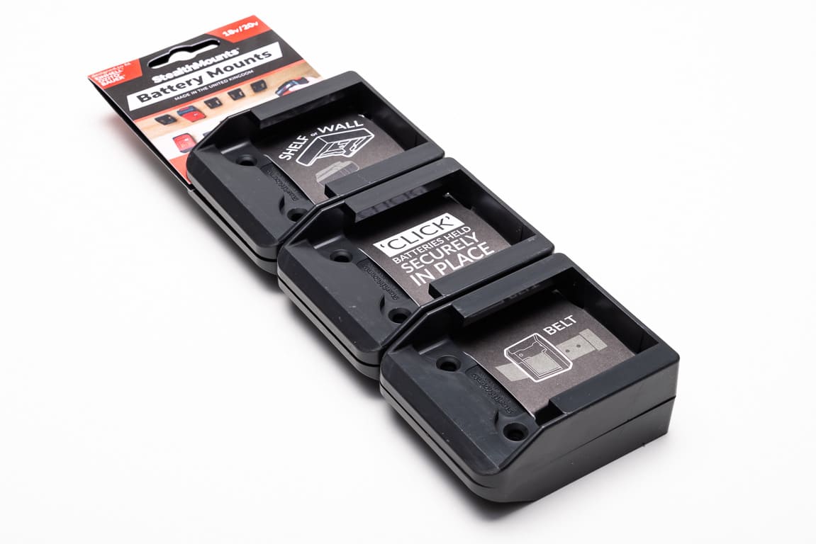 StealthMounts batterifästen för Einhell Power X-Change Ozito 18V 6-pack i svart ABS